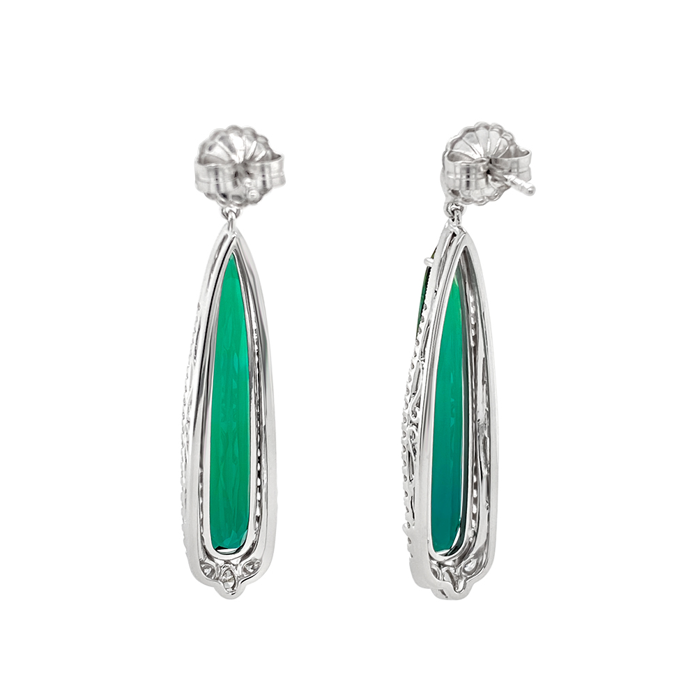 Irisa By Martin Binder Green Tourmaline & Diamond Dangle Earrings