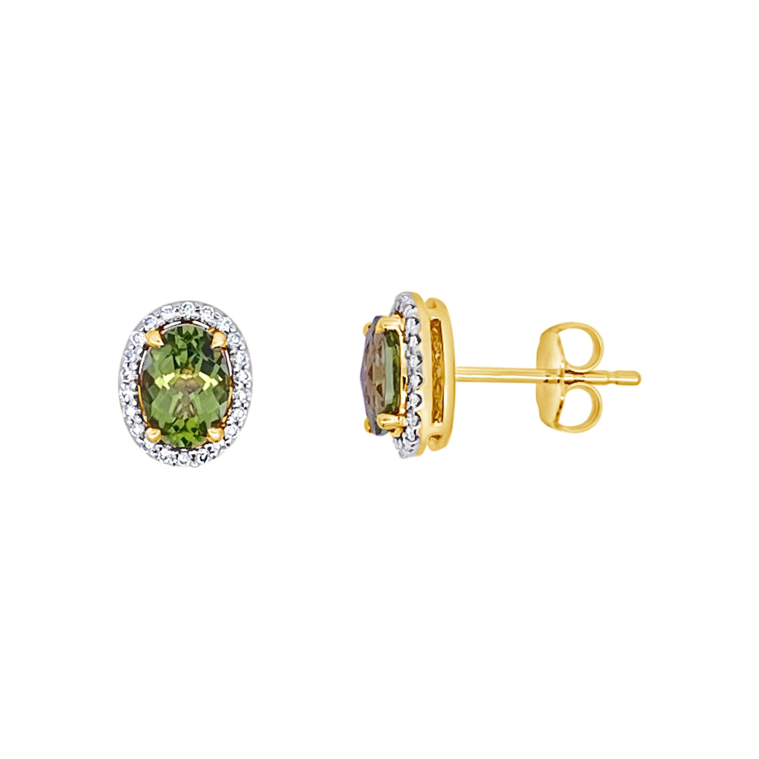 Irisa By Martin Binder Oval Peridot & Diamond Halo Earrings