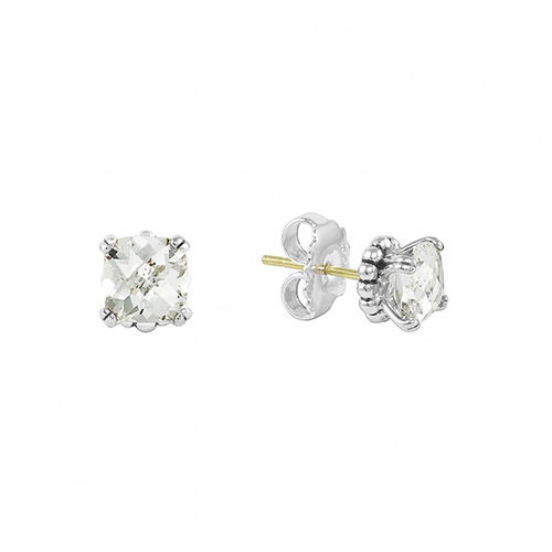 Lagos Signature Caviar White Topaz Stud Earrings