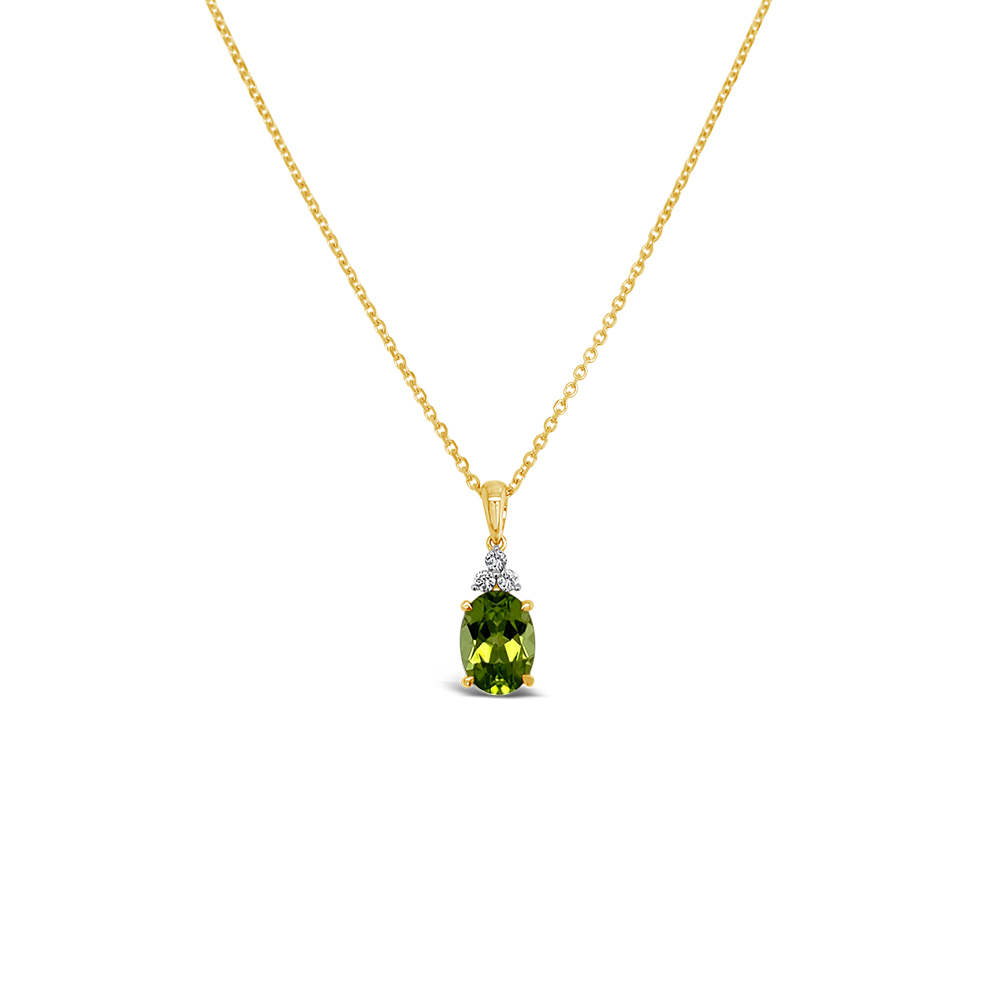 Irisa By Martin Binder Oval Peridot & Diamond Pendant Necklace