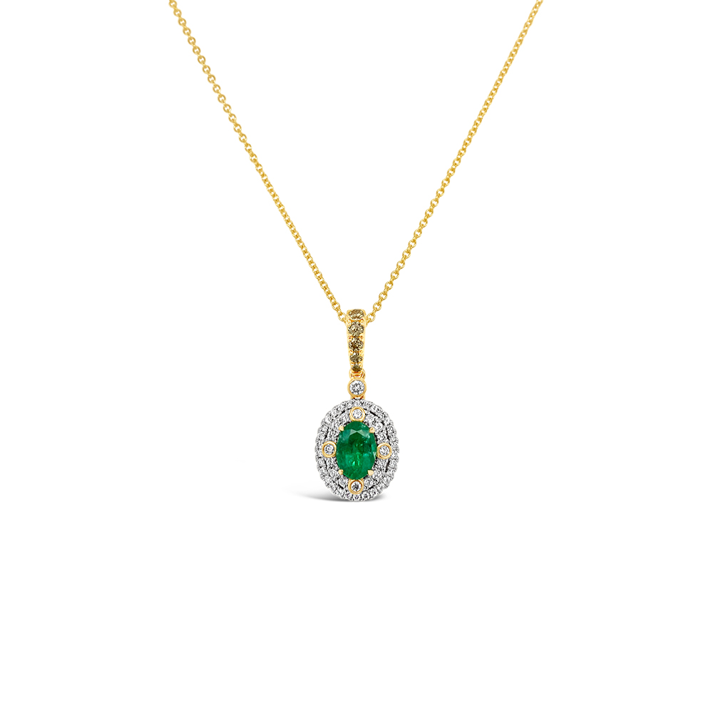 Irisa By Martin Binder Emerald & Halo Diamond Pendant