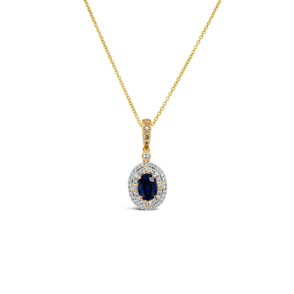 Irisa By Martin Binder Blue Sapphire & Halo Diamond Pendant