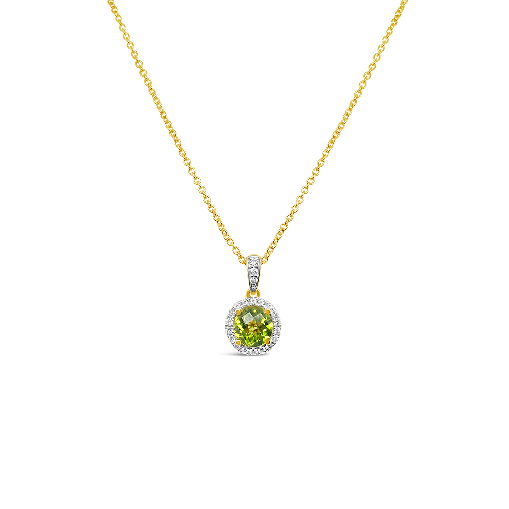 Irisa By Martin Binder Peridot & Diamond Halo Pendant Necklace