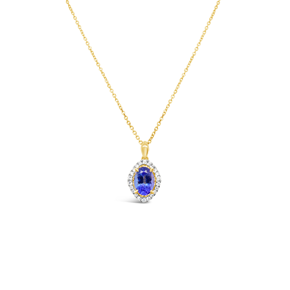 Irisa By Martin Binder Tanzanite & Diamond Oval Halo Necklace