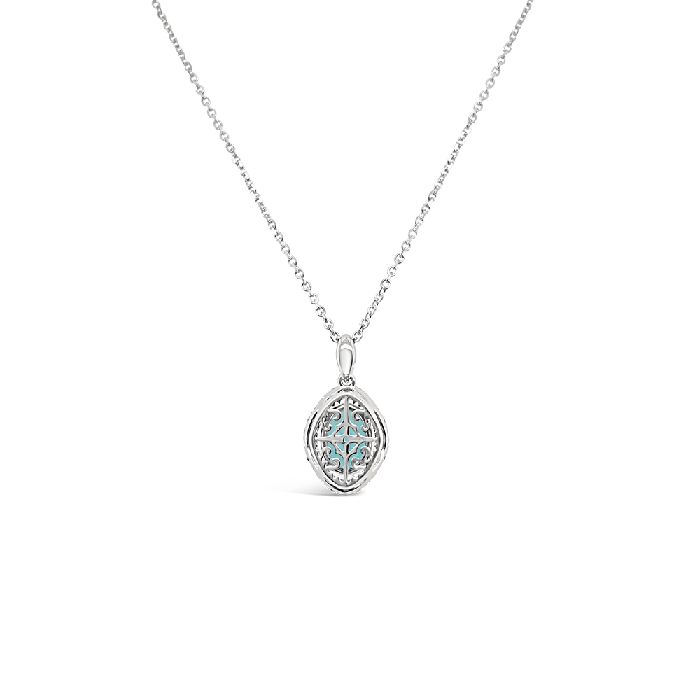 Irisa By Martin Binder Blue Zircon & Diamond Oval Halo Necklace