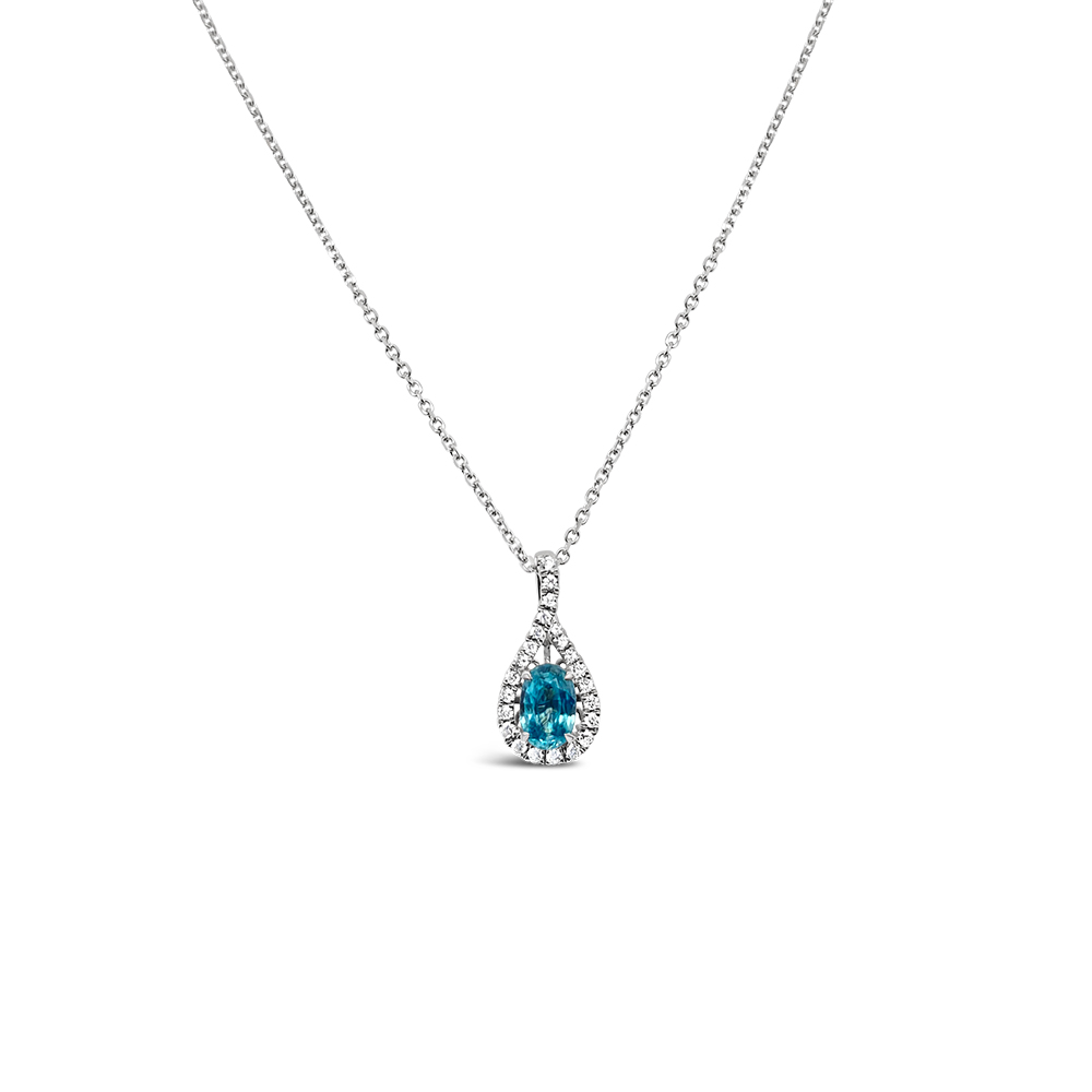 Irisa By Martin Binder Blue Zircon & Diamond Teardrop Pendant Necklace