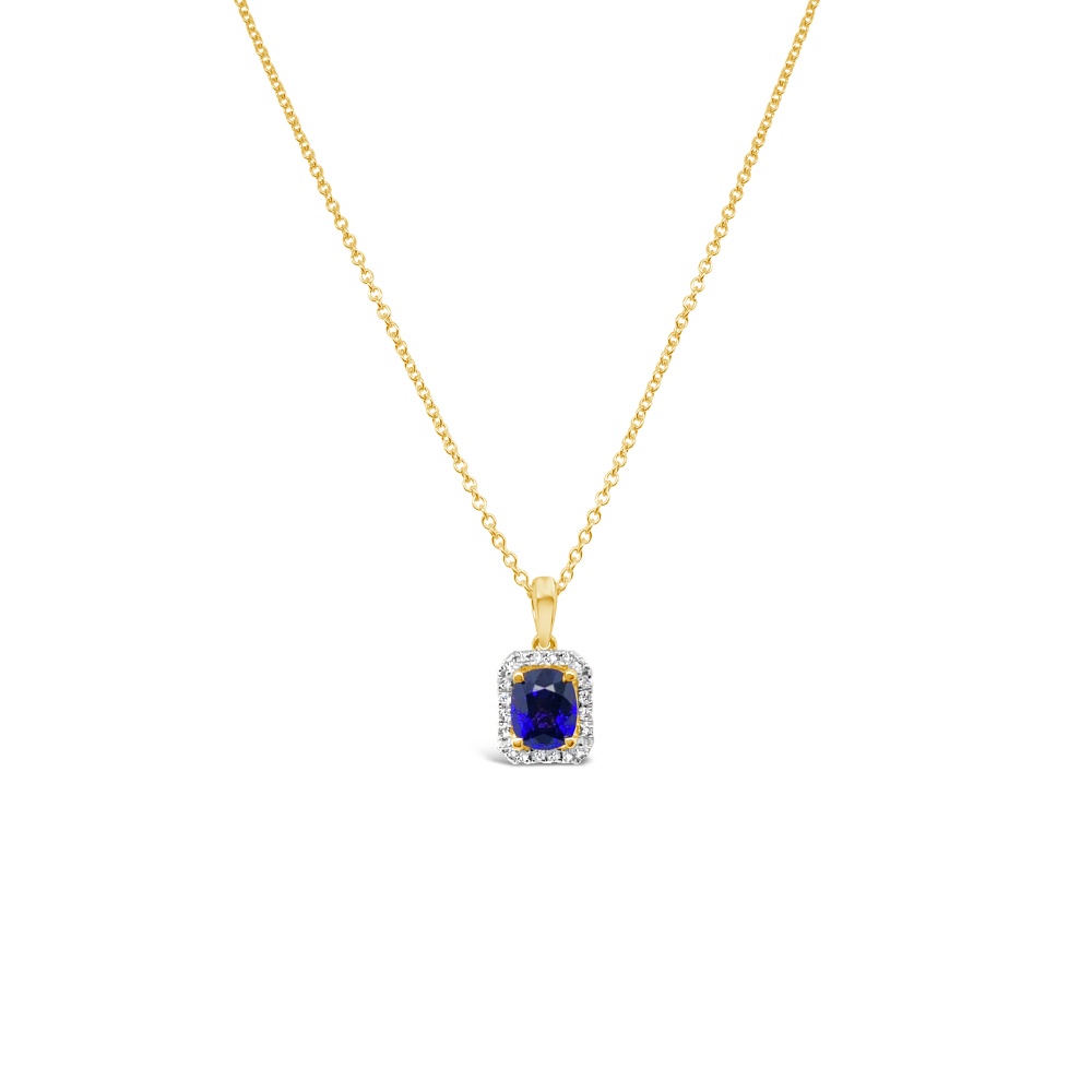 Irisa By Martin Binder Blue Sapphire & Diamond Halo Pendant Necklace