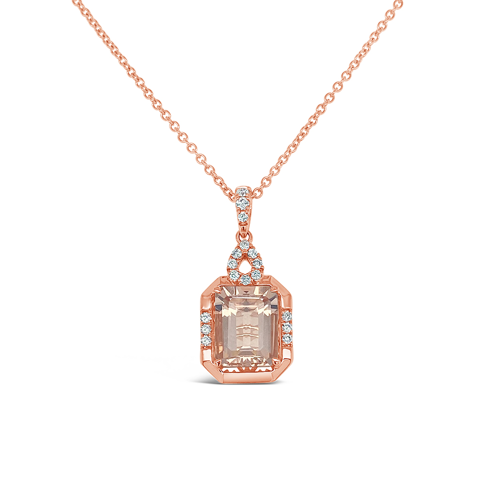 Irisa By Martin Binder Emerald Cut Morganite & Diamond Necklace