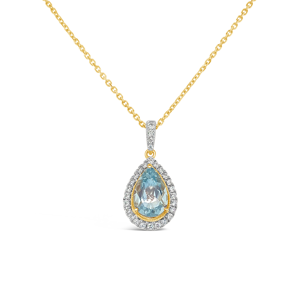 Irisa By Martin Binder Pear Cut Aquamarine & Diamond Necklace