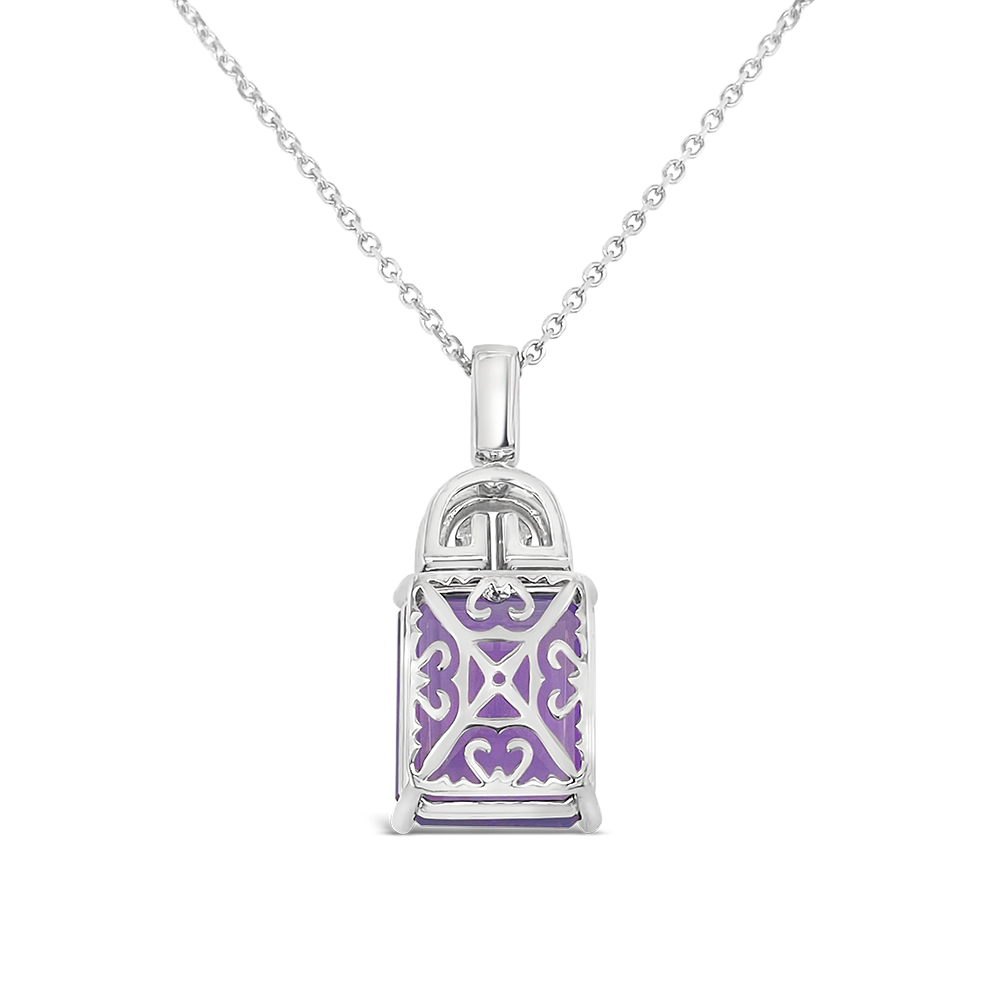 Irisa By Martin Binder Emerald Cut Amethyst & Diamond Necklace