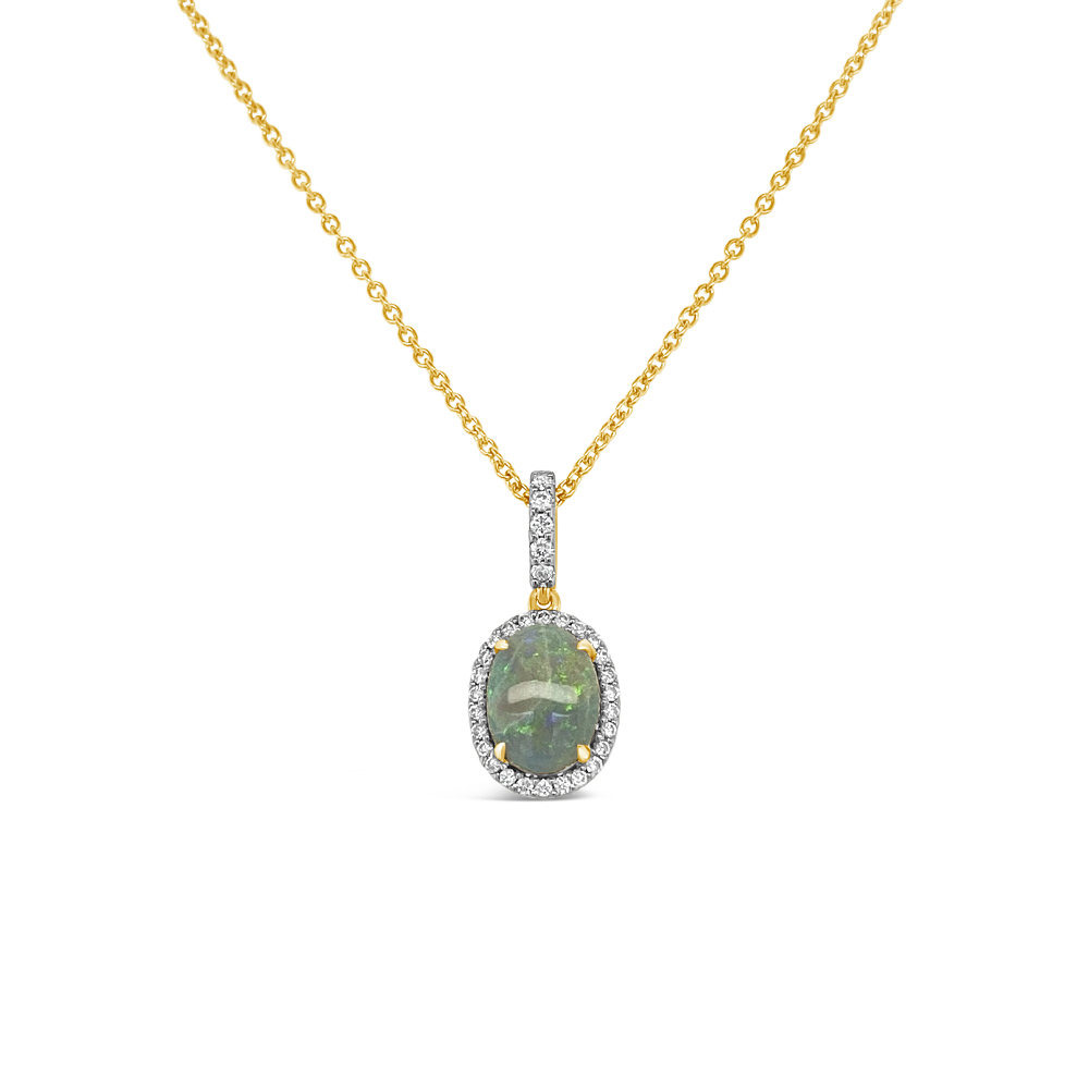 Irisa By Martin Binder Oval Opal & Diamond Halo Necklace