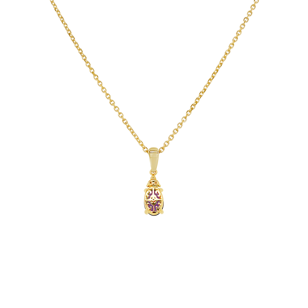 Irisa By Martin Binder Oval Amethyst & Diamond Pendant Necklace