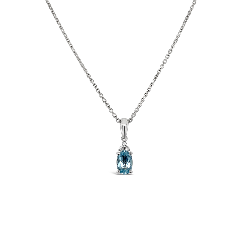 Irisa By Martin Binder Oval Aquamarine & Diamond Necklace