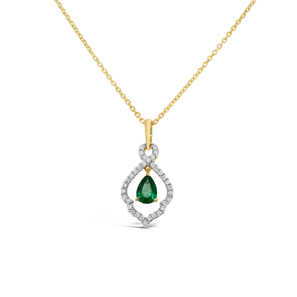 Irisa By Martin Binder Emerald & Diamond Open Frame Necklace