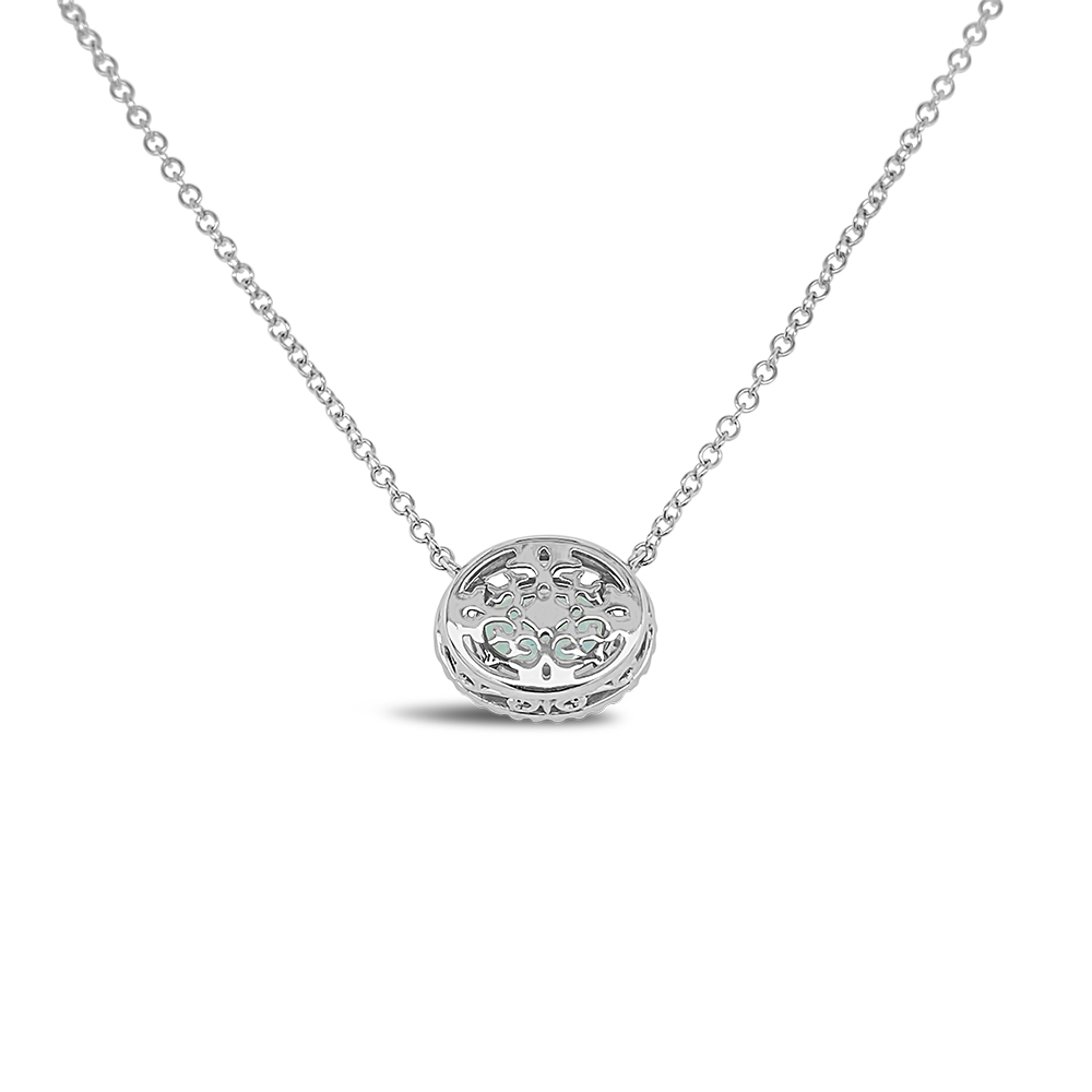 Irisa By Martin Binder Oval Aquamarine & Diamond Halo Necklace