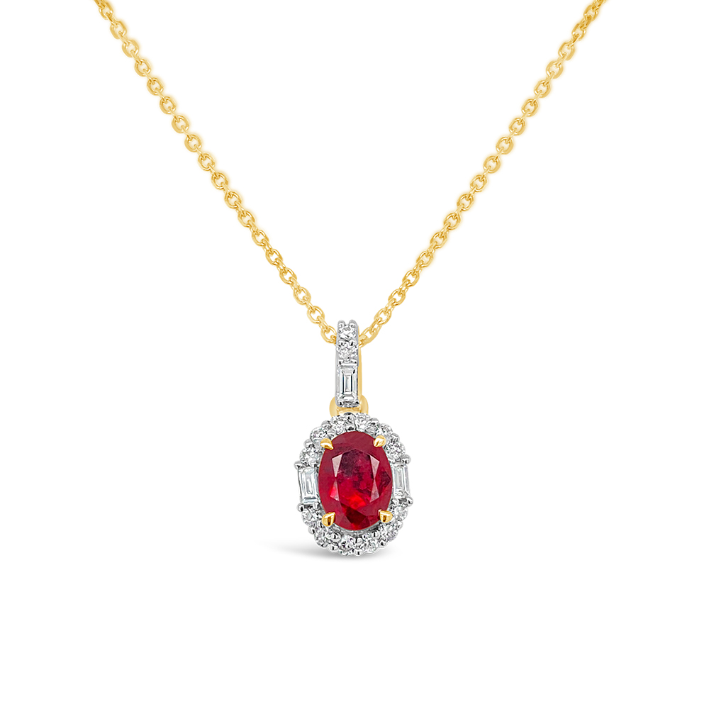 Irisa By Martin Binder Ruby & Diamond Unique Halo Necklace