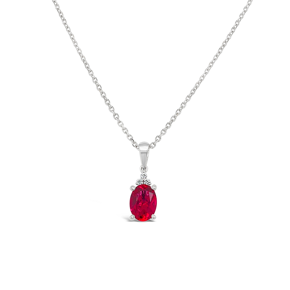 Irisa By Martin Binder Oval Red Tourmaline & Diamond Accent Necklace