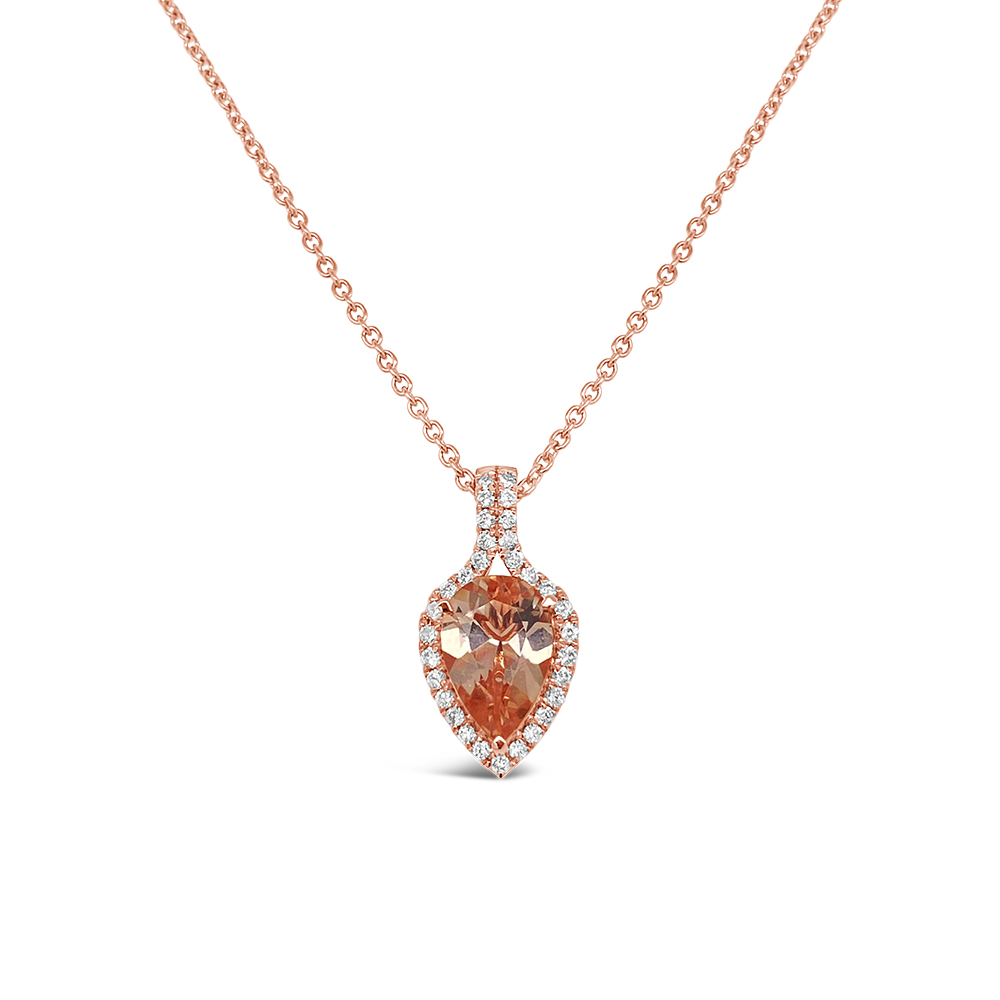 Irisa By Martin Binder Pear Morganite & Diamond Necklace