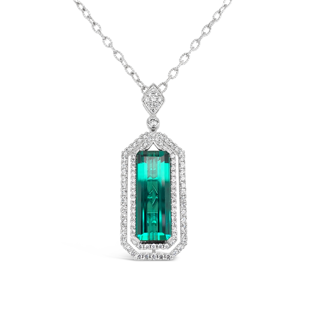 Irisa By Martin Binder Open Halo Tourmaline & Diamond Necklace