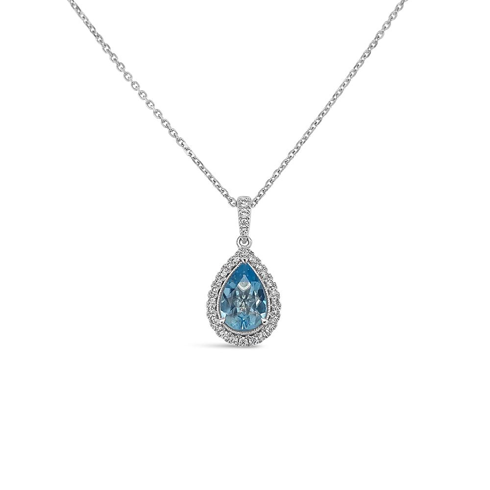 Irisa By Martin Binder Pear Cut Aquamarine & Diamond Necklace