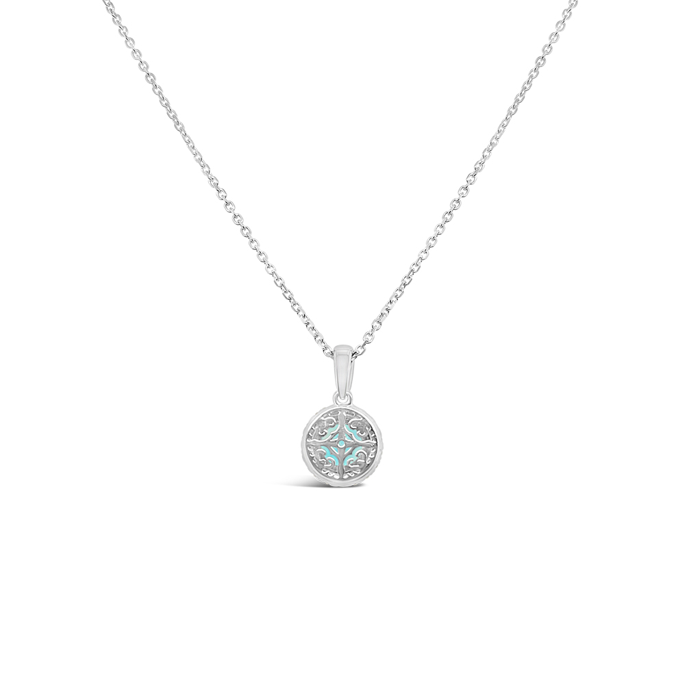 Irisa By Martin Binder Blue Zircon & Diamond Halo Pendant Necklace