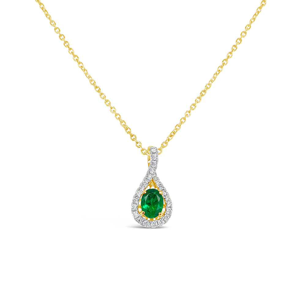 Irisa By Martin Binder Emerald & Diamond Infinity Halo Necklace