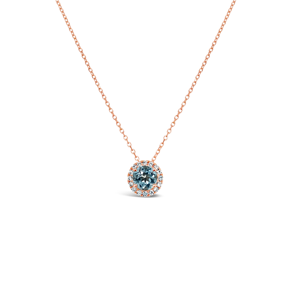 Irisa By Martin Binder Aquamarine & Diamond Halo Pendant