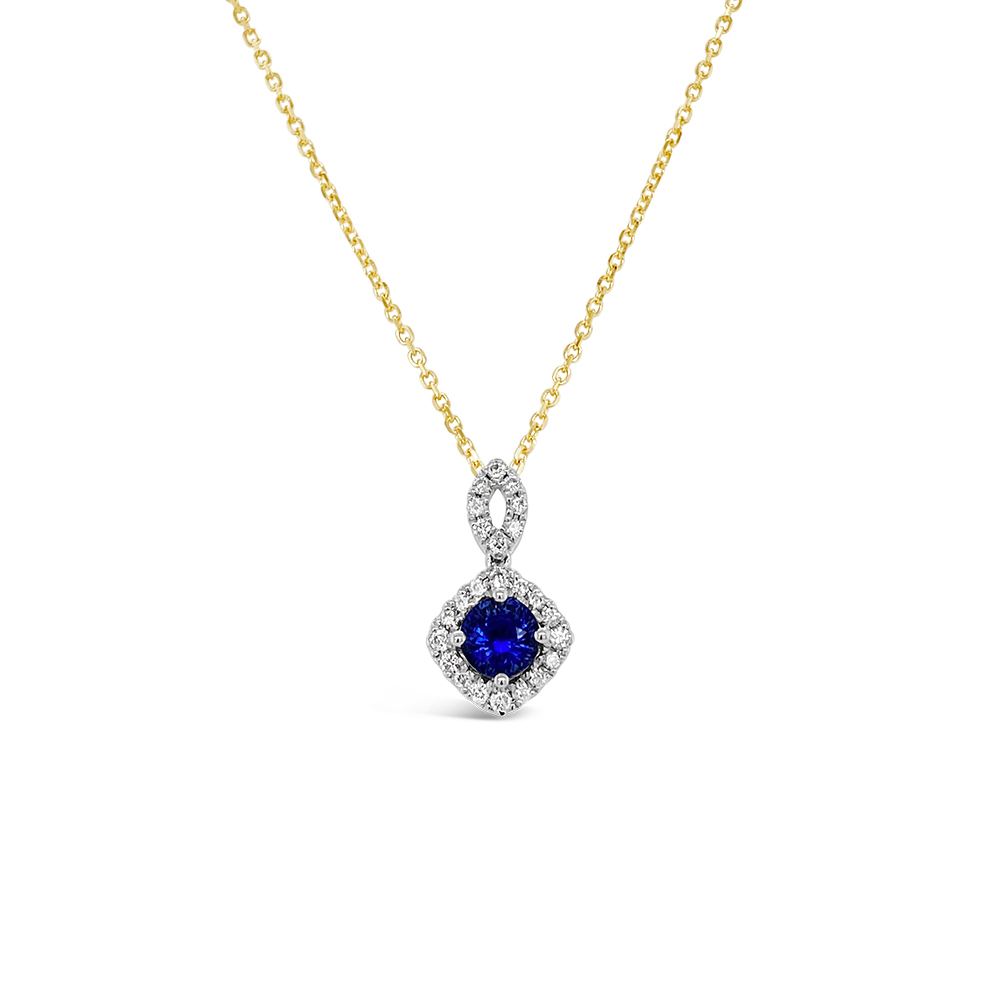 Irisa By Martin Binder Halo Blue Sapphire & Diamond Necklace