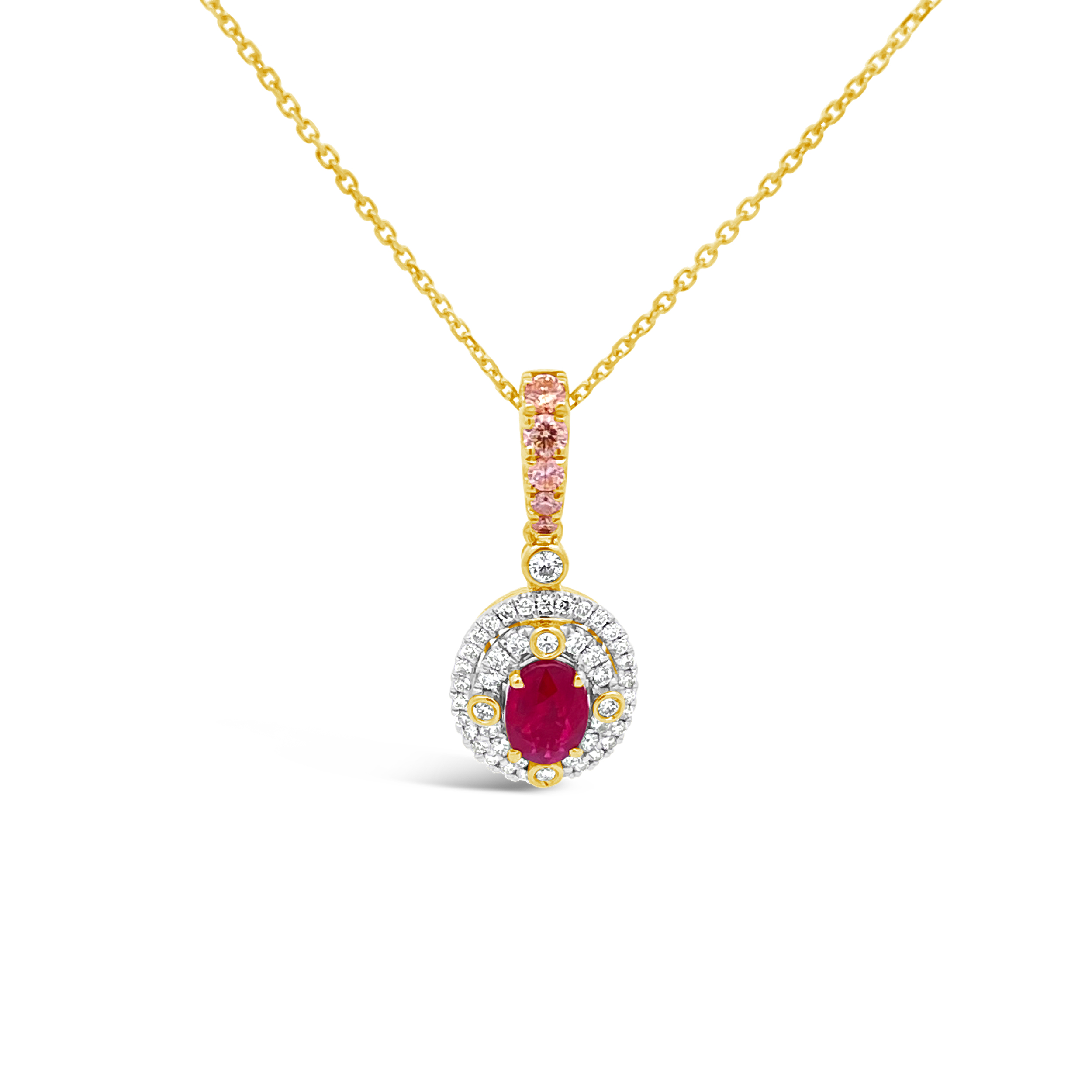 Irisa By Martin Binder Ruby & Diamond Halo Pendant Necklace