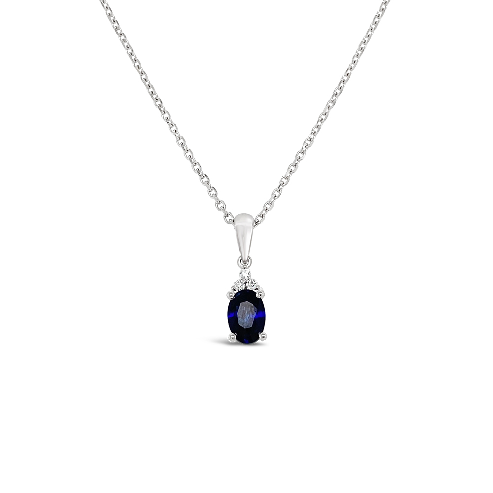 Irisa By Martin Binder Oval Blue Sapphire & Diamond Necklace