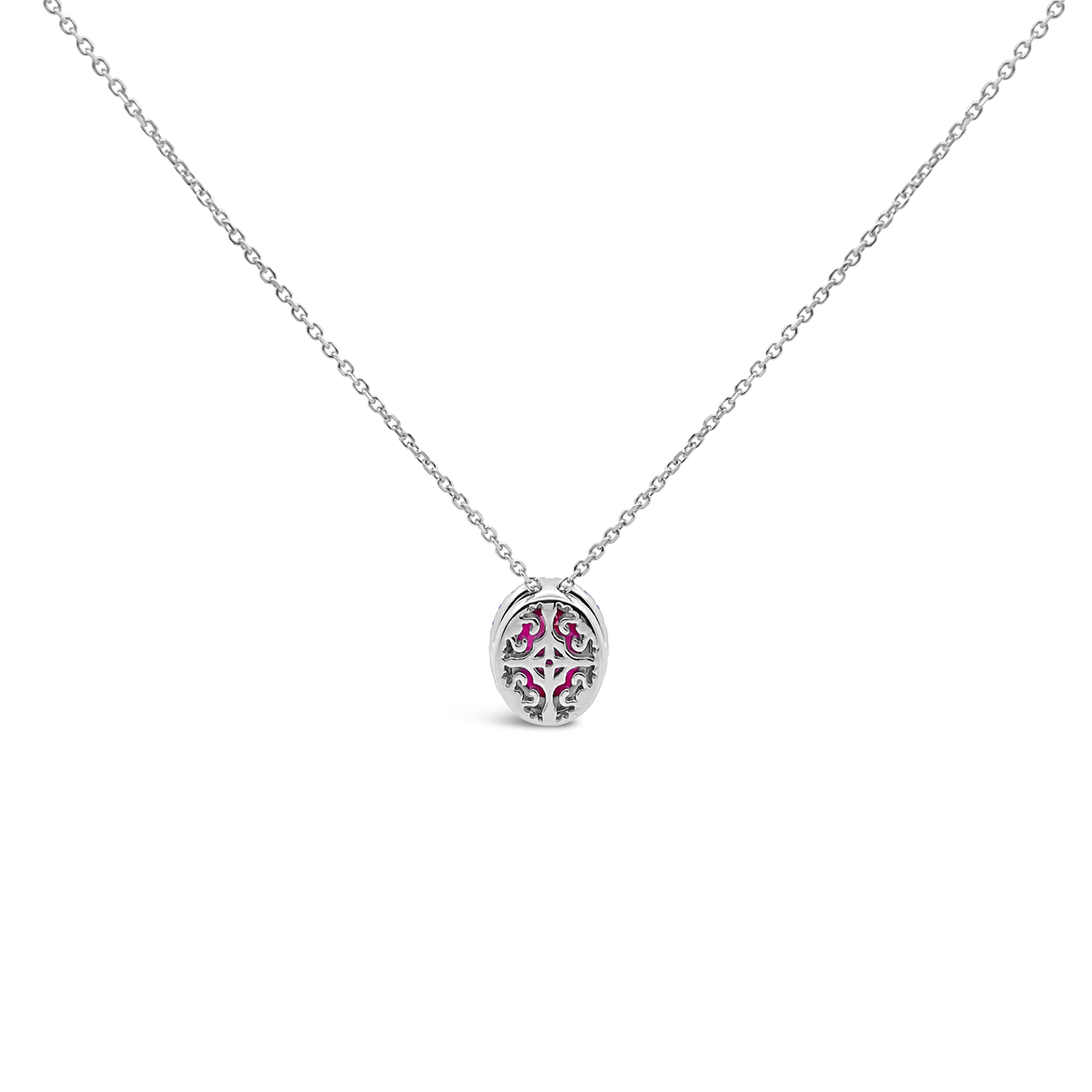 Irisa By Martin Binder Oval Ruby & Diamond Halo Necklace