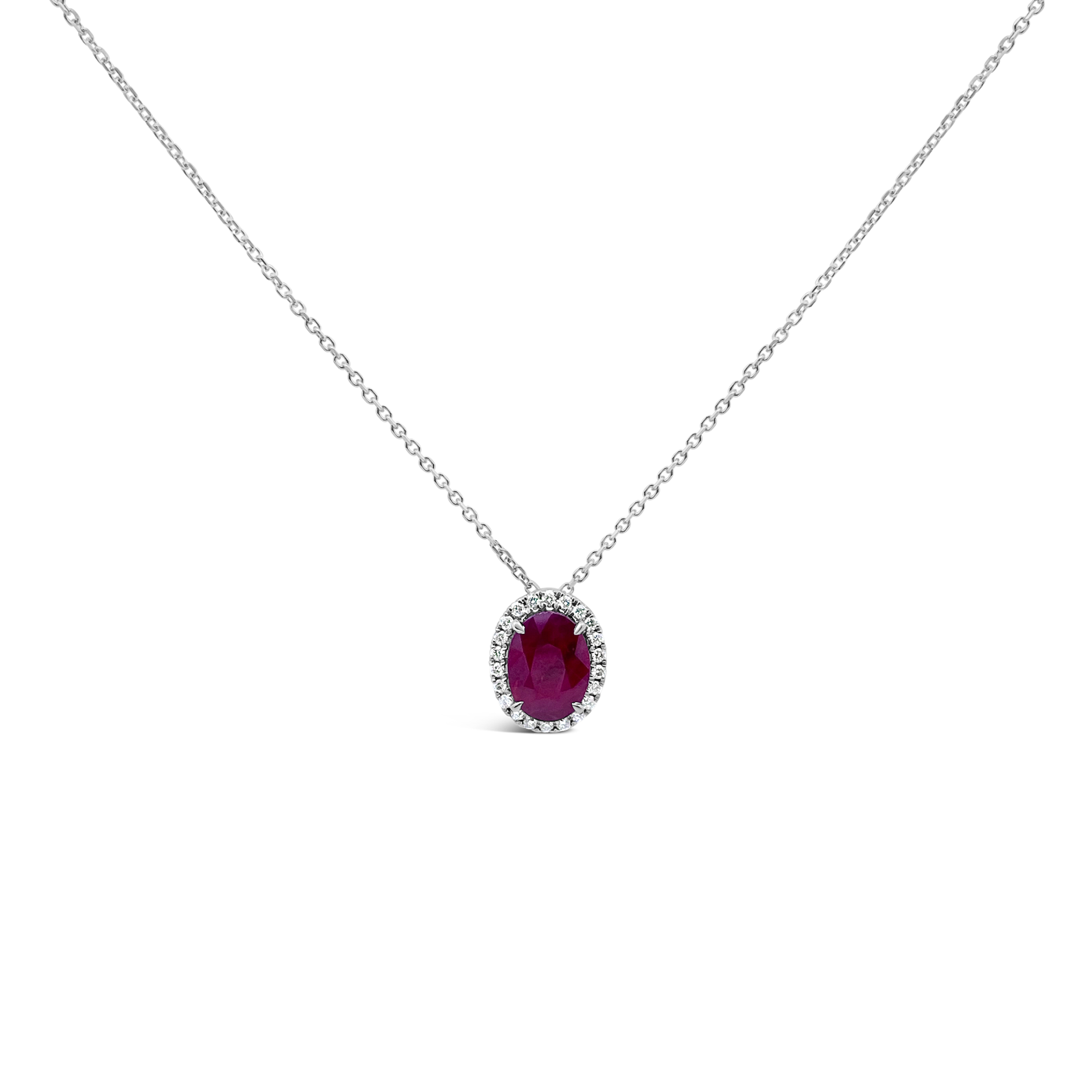 Irisa By Martin Binder Oval Ruby & Diamond Halo Necklace