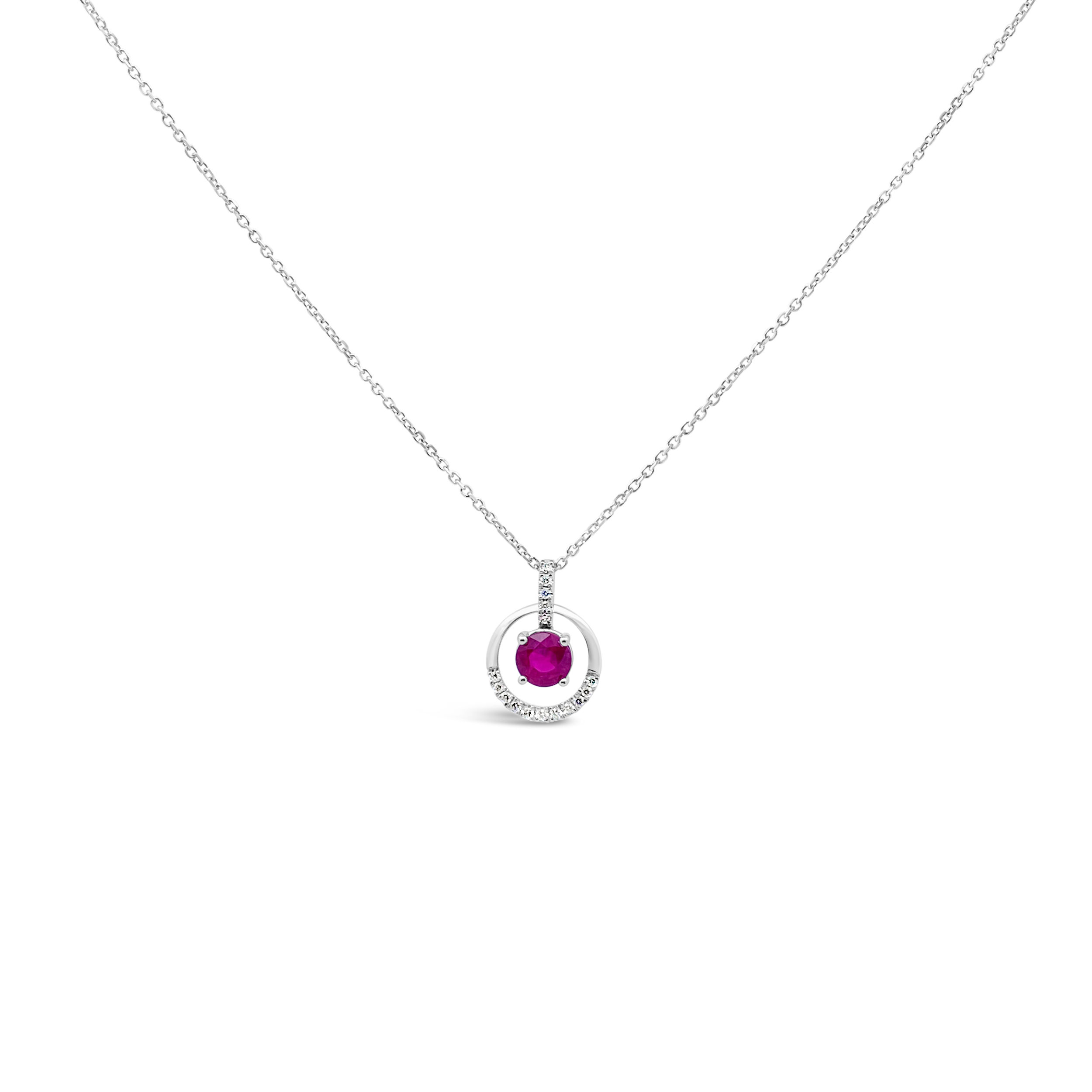 Irisa By Martin Binder Round Ruby & Diamond Half Halo Necklace