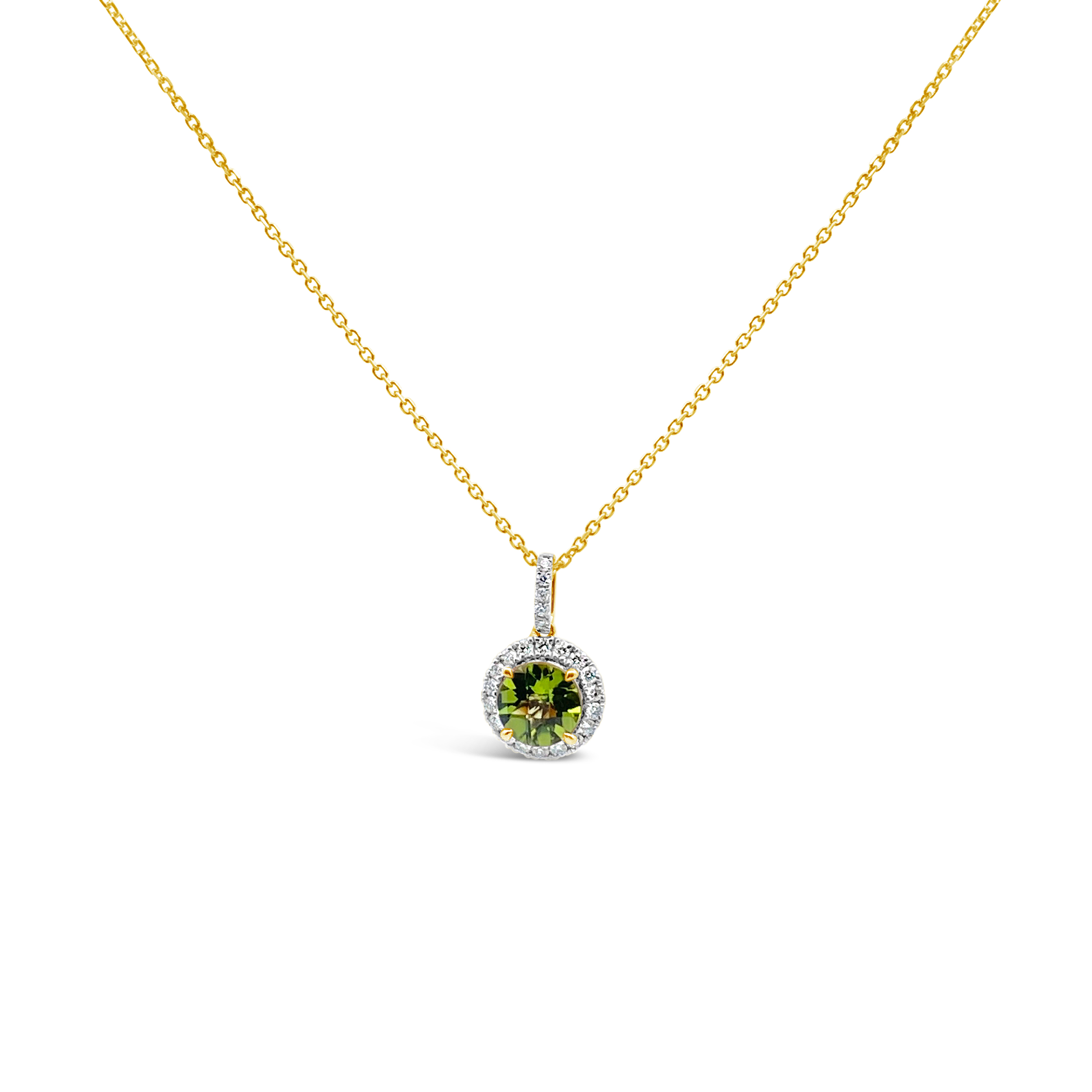 Irisa By Martin Binder Round Peridot & Diamond Halo Necklace