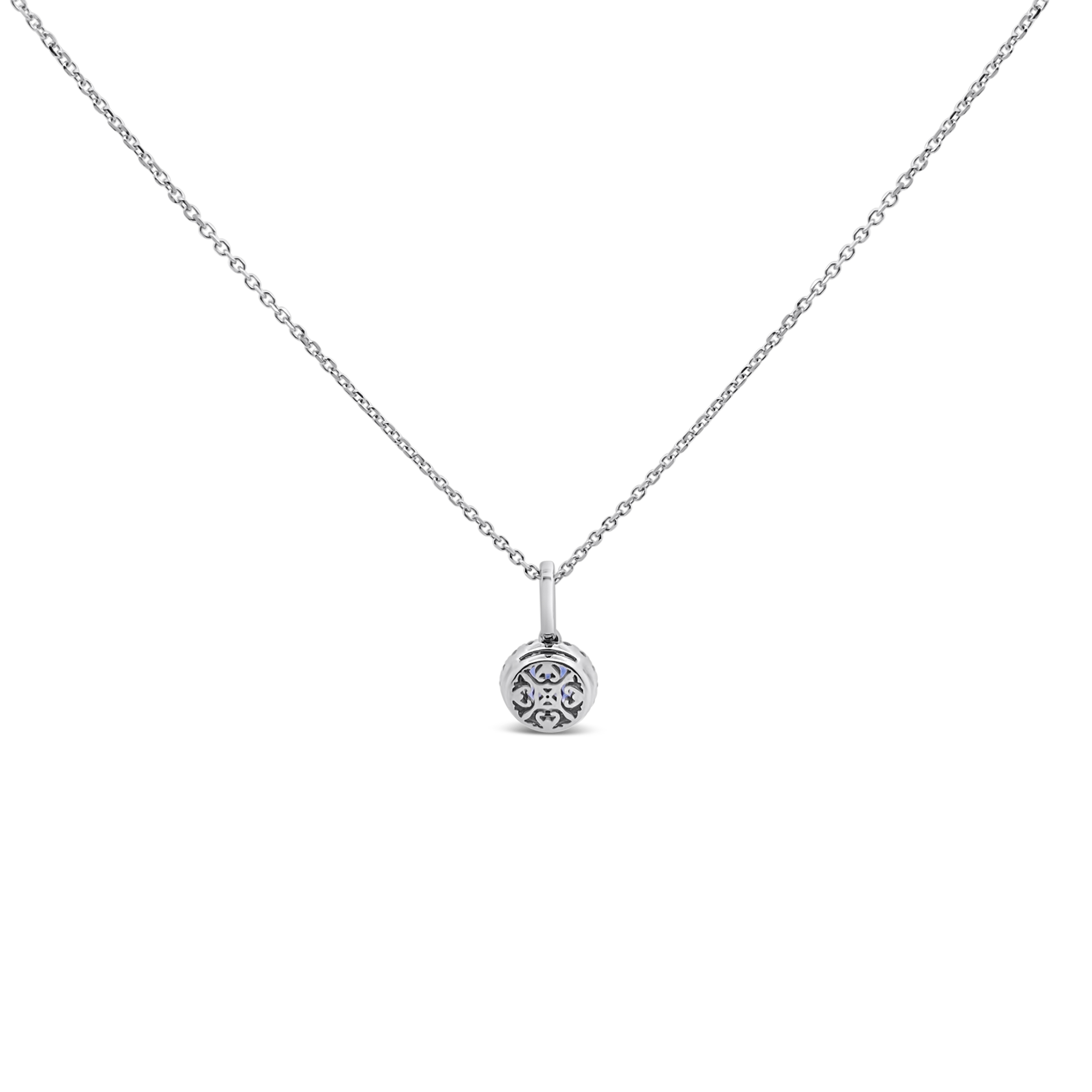 Irisa By Martin Binder Round Montana Sapphire & Diamond Halo Necklace