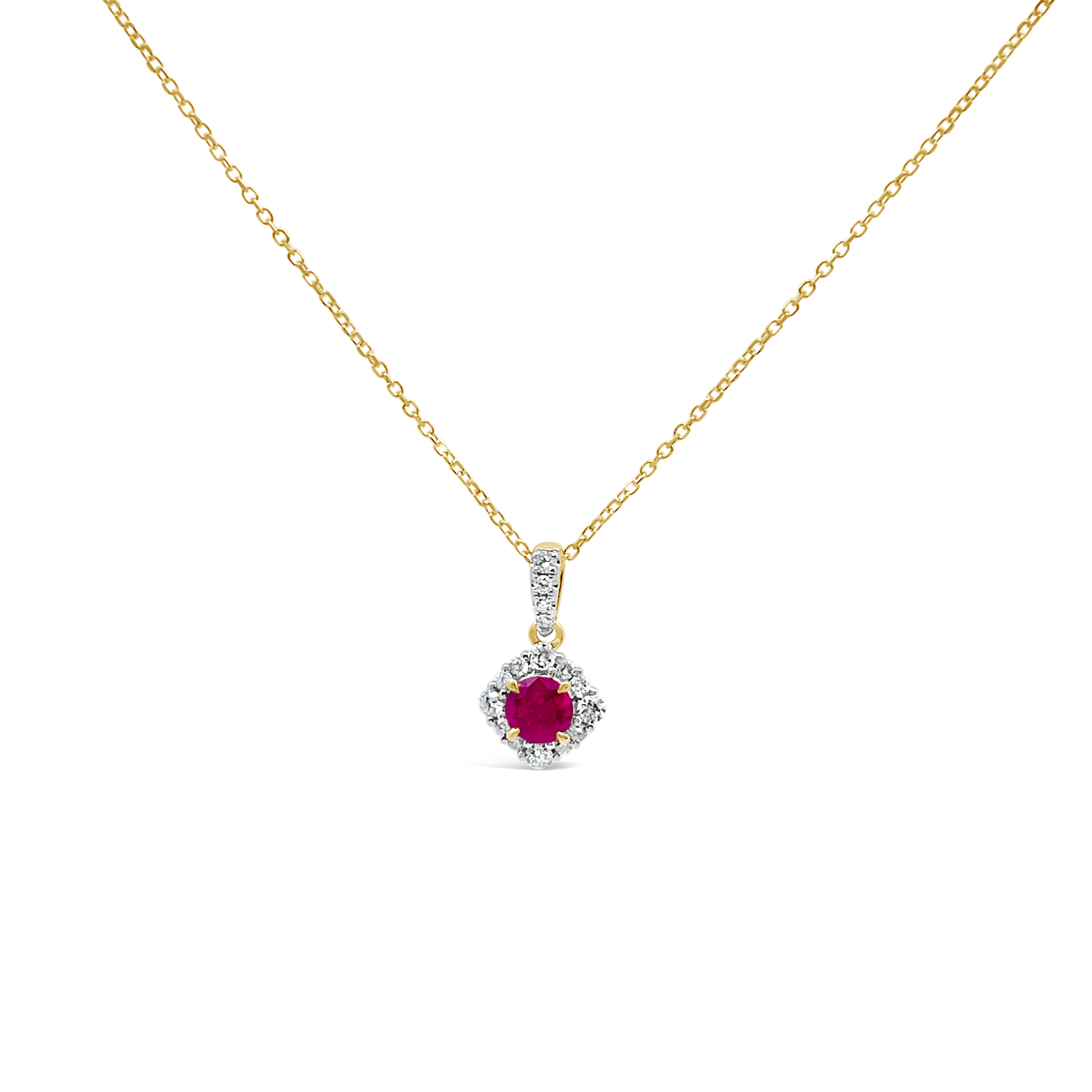 Irisa By Martin Binder Round Ruby & Diamond Halo Necklace