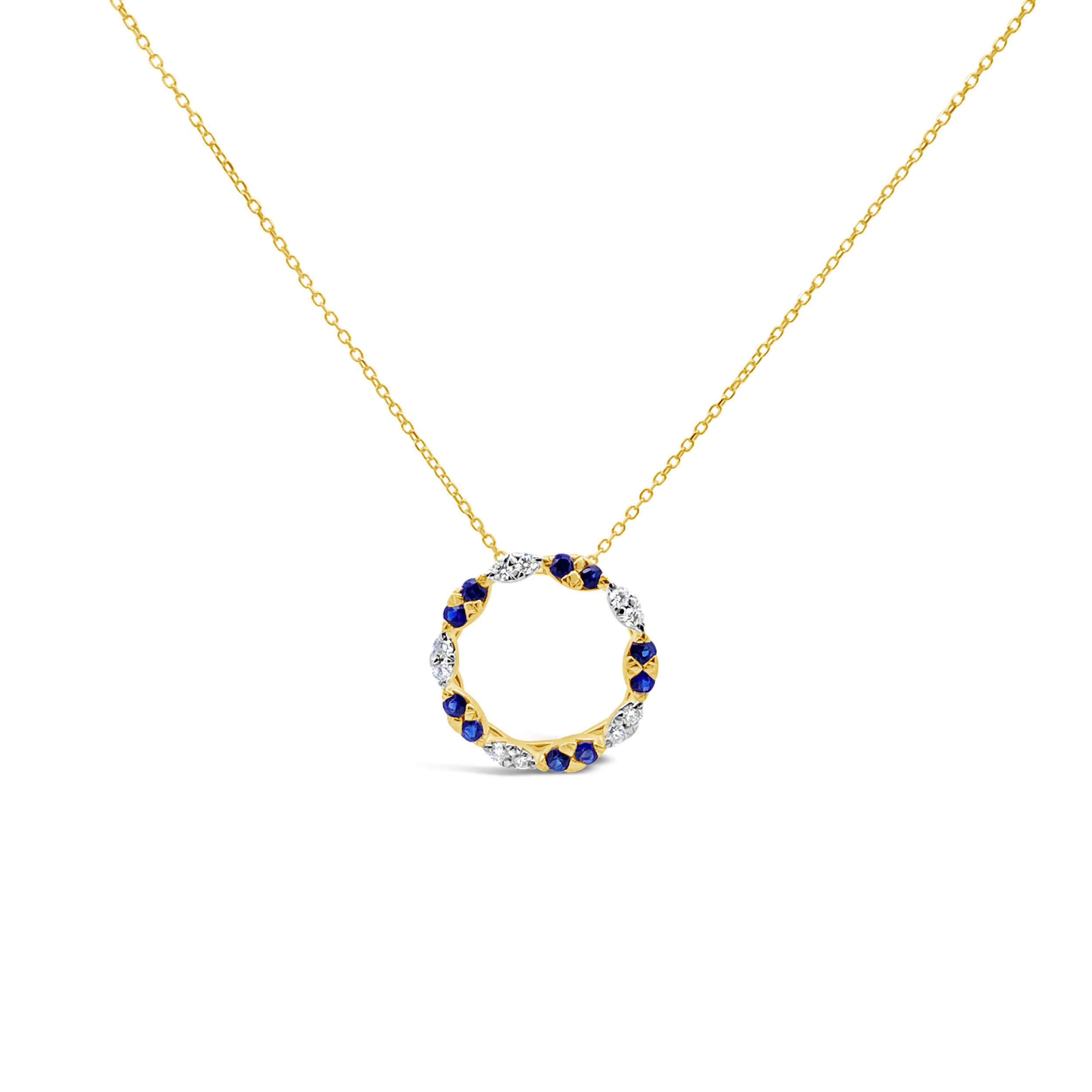 Irisa By Martin Binder Blue Sapphire & Diamond Open Circle Necklace