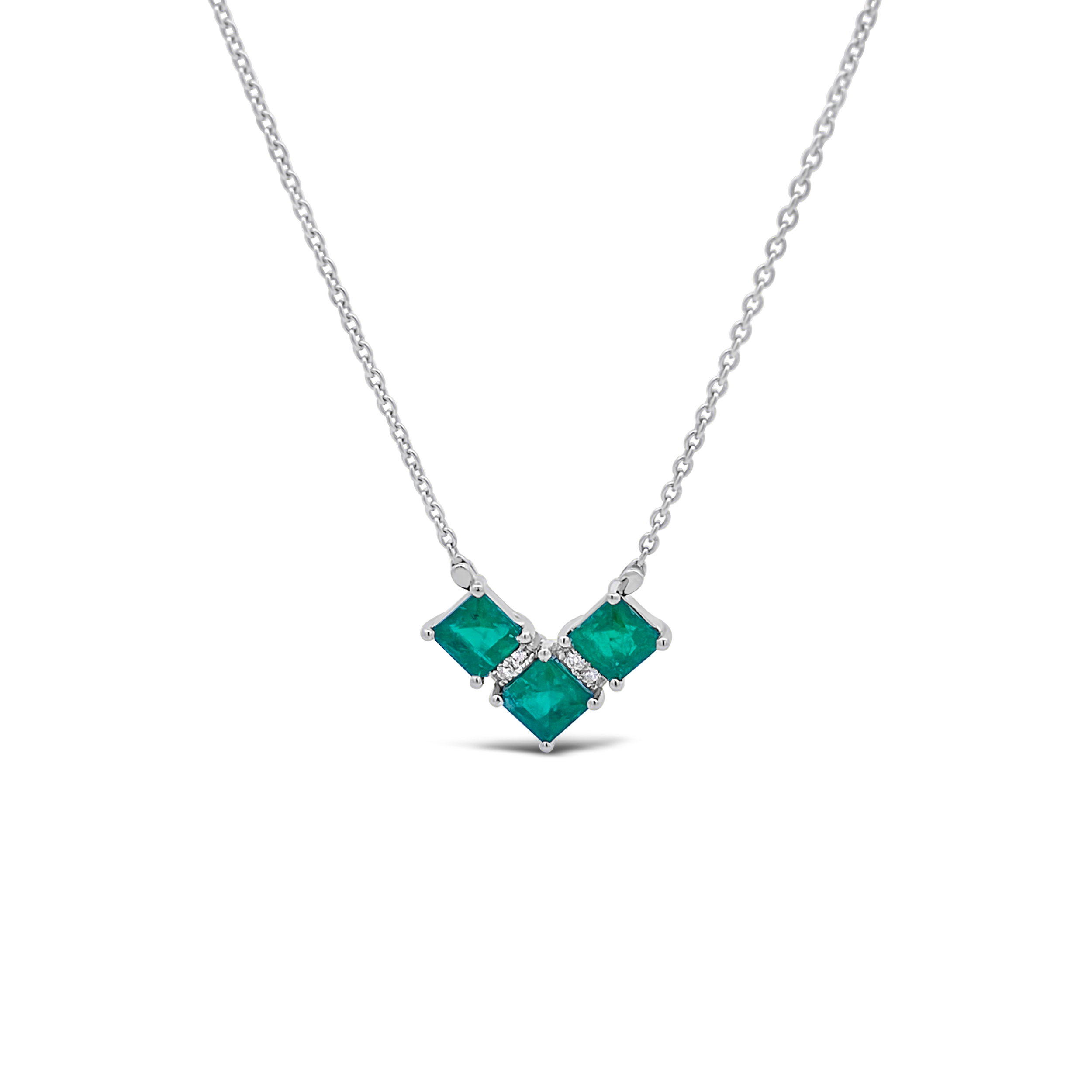 Irisa By Martin Binder Princess Cut Emerald & Diamond Necklace