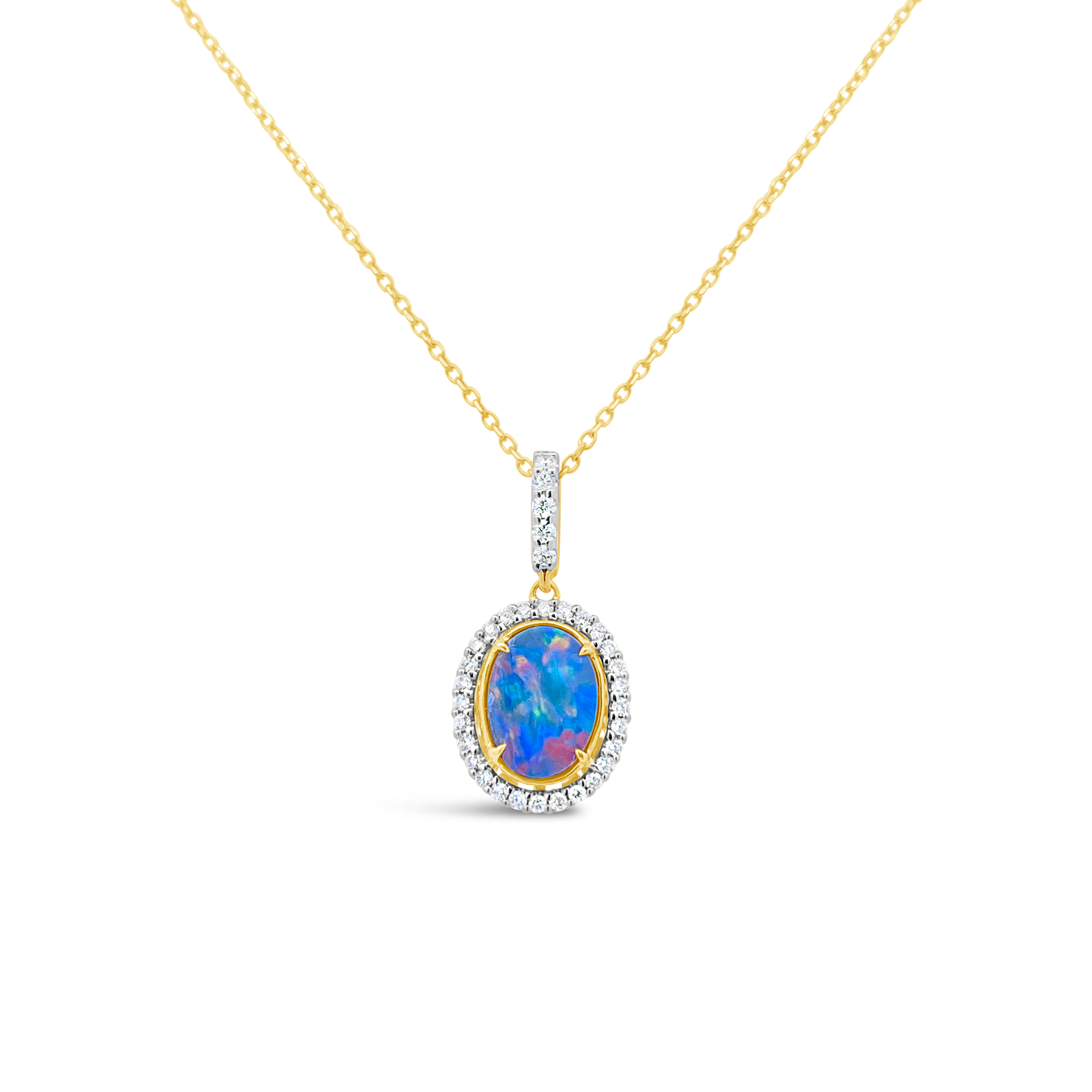 Irisa By Martin Binder Oval Opal & Diamond Halo Necklace