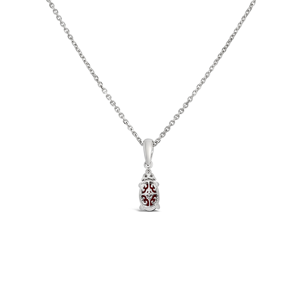 Color By Martin Binder Oval Garnet & Diamond Pendant Necklace