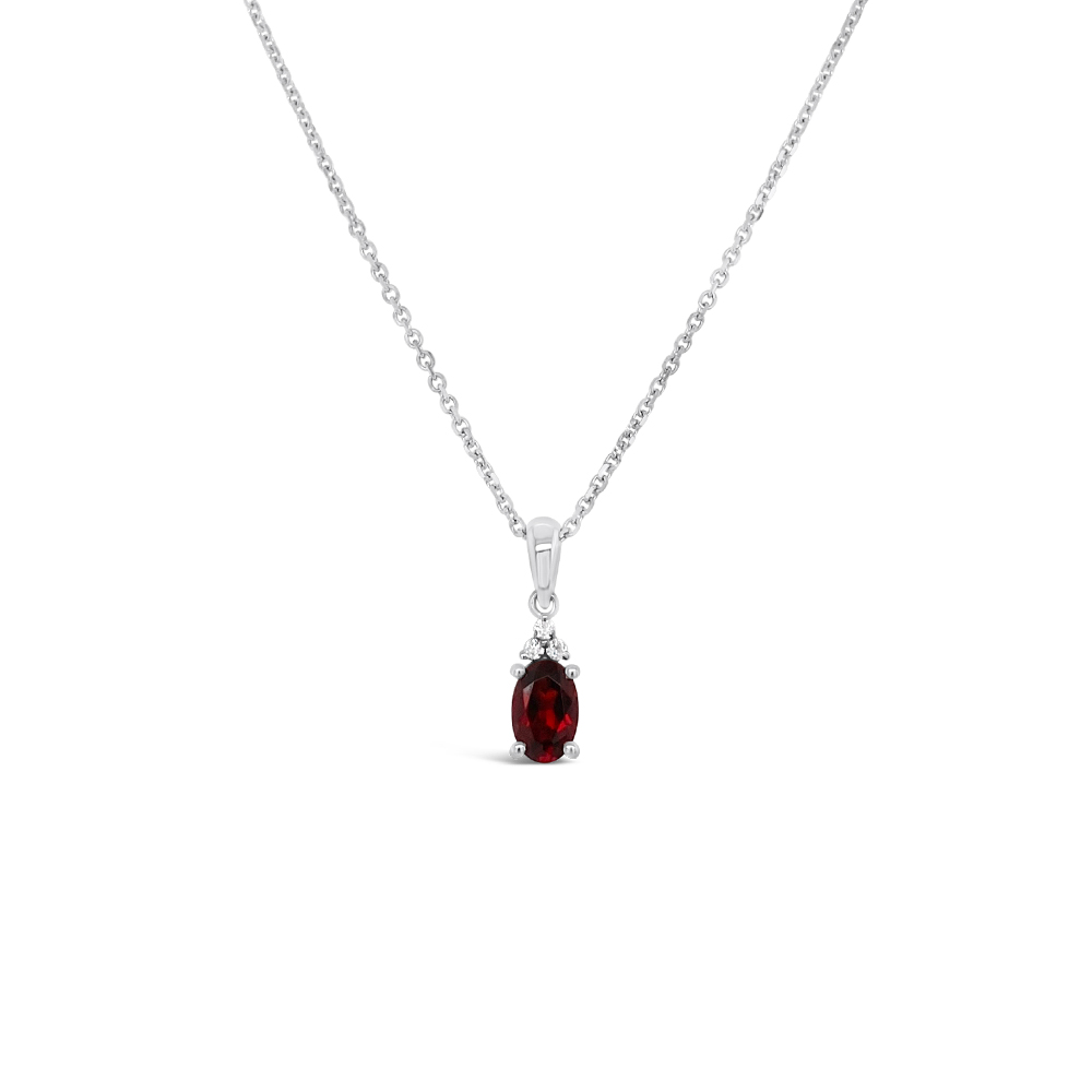 Color By Martin Binder Oval Garnet & Diamond Pendant Necklace