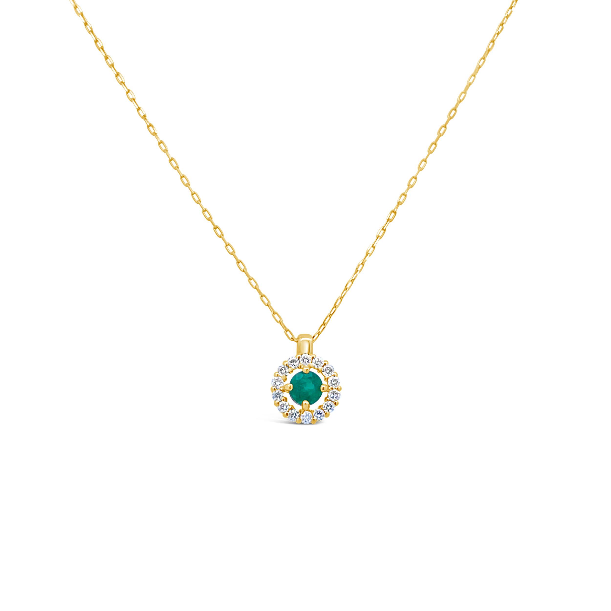 Irisa By Martin Binder Round Emerald & Diamond Halo Necklace