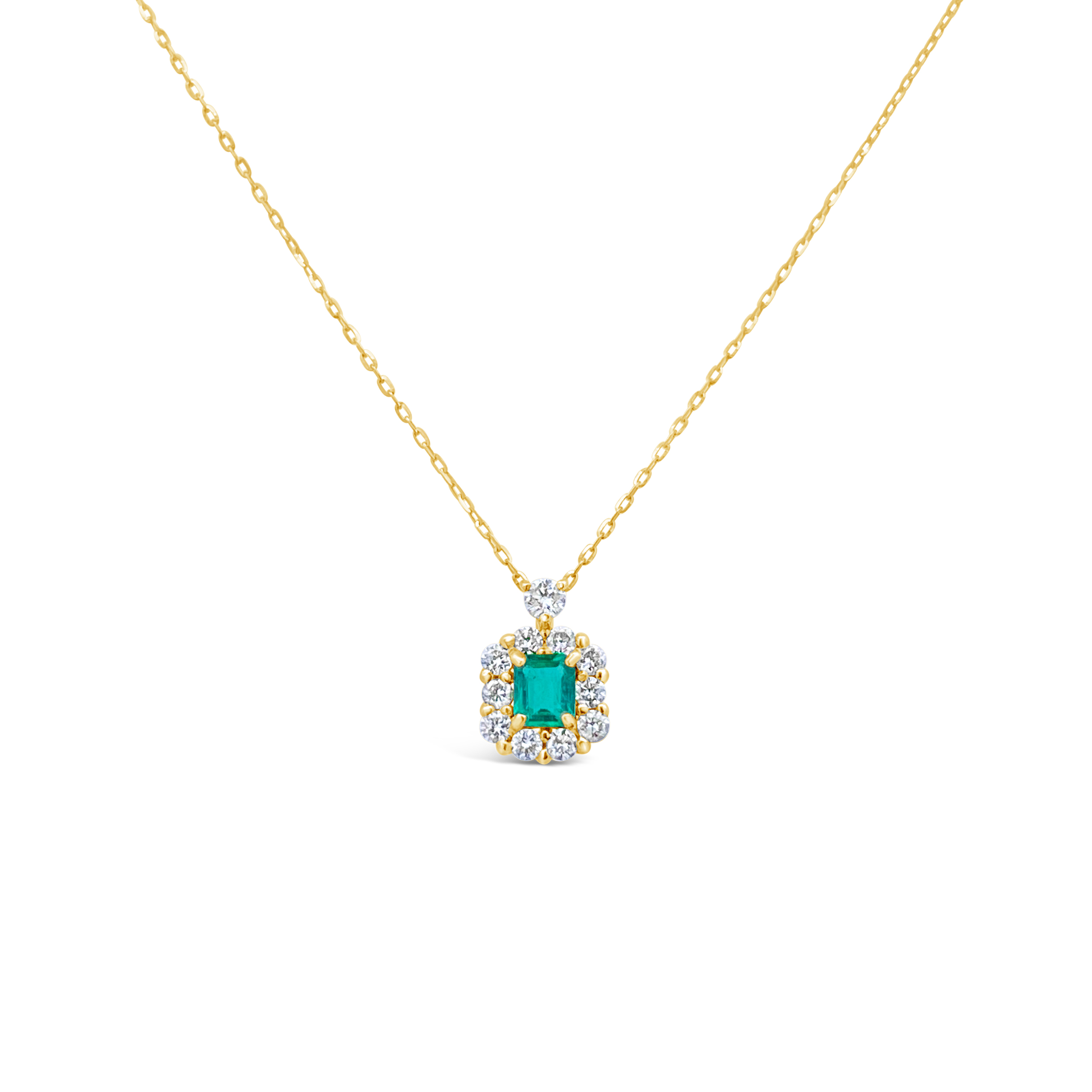 Irisa By Martin Binder Emerald & Diamond Halo Necklace