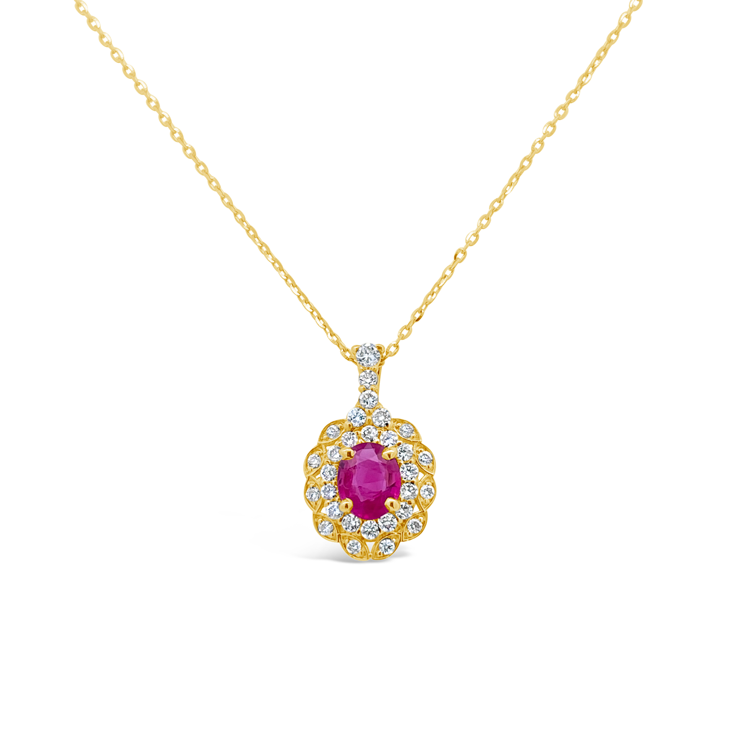 Irisa By Martin Binder Oval Ruby & Diamond Double Halo Necklace