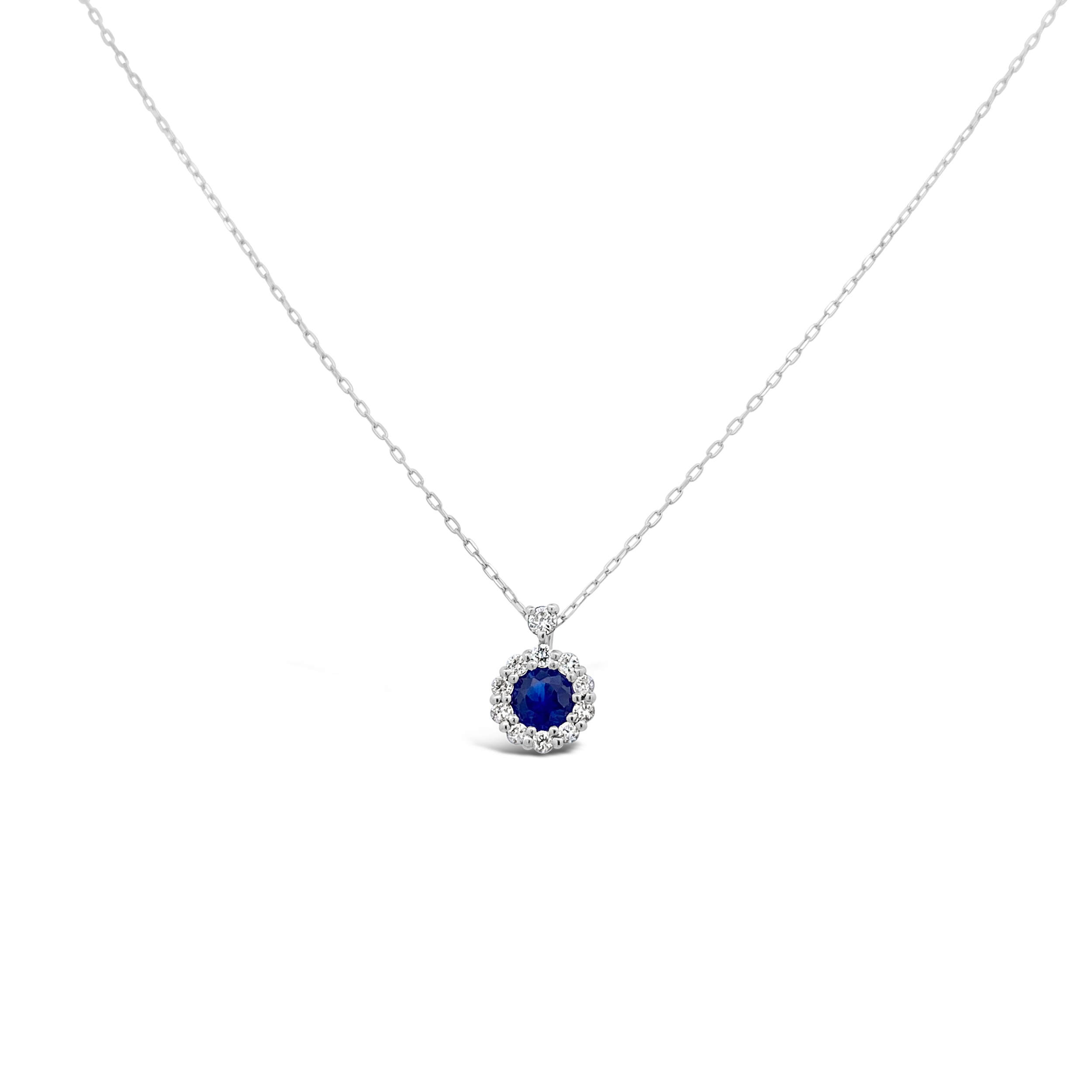 Irisa By Martin Binder Blue Sapphire & Diamond Halo Necklace