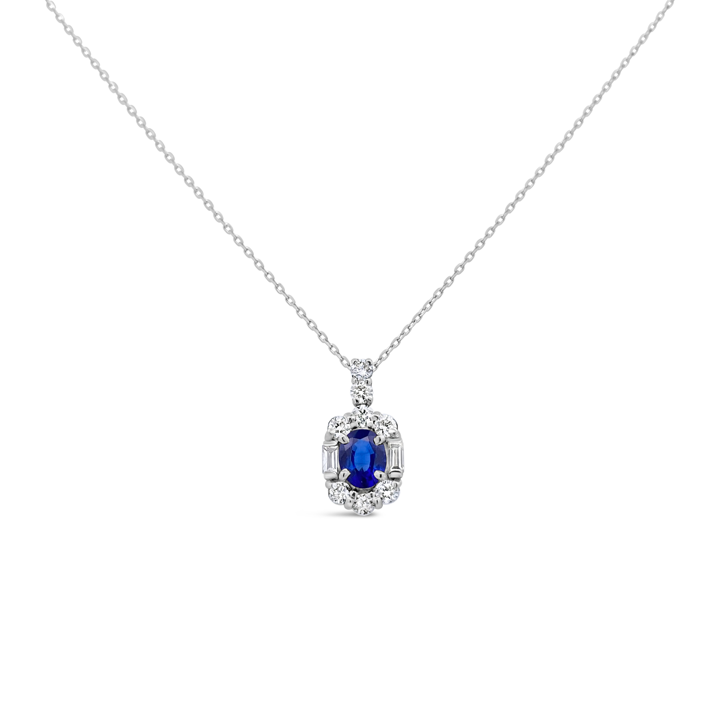 Irisa By Martin Binder Blue Sapphire & Diamond Halo Necklace