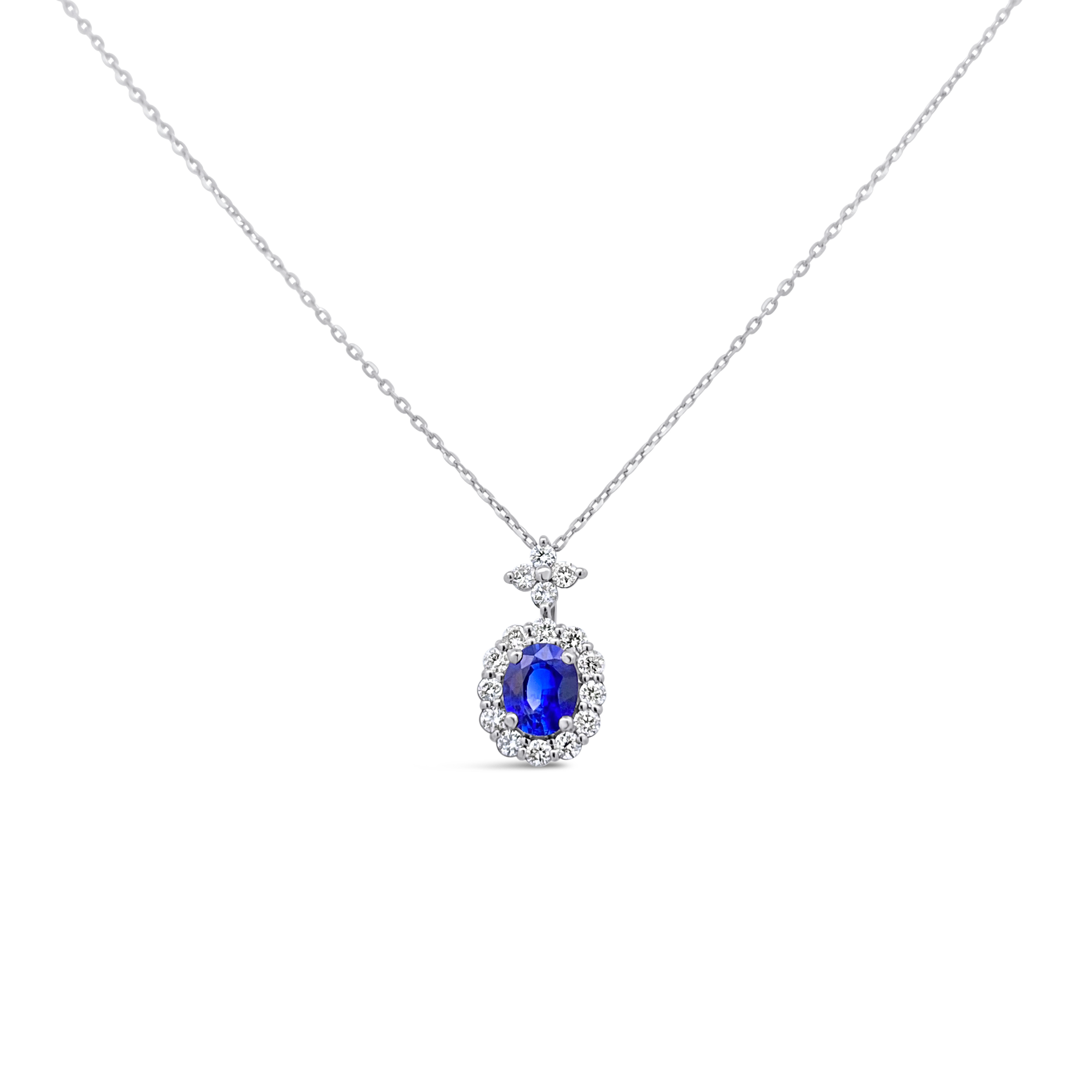 Irisa By Martin Binder Blue Sapphire & Diamond Halo Necklace