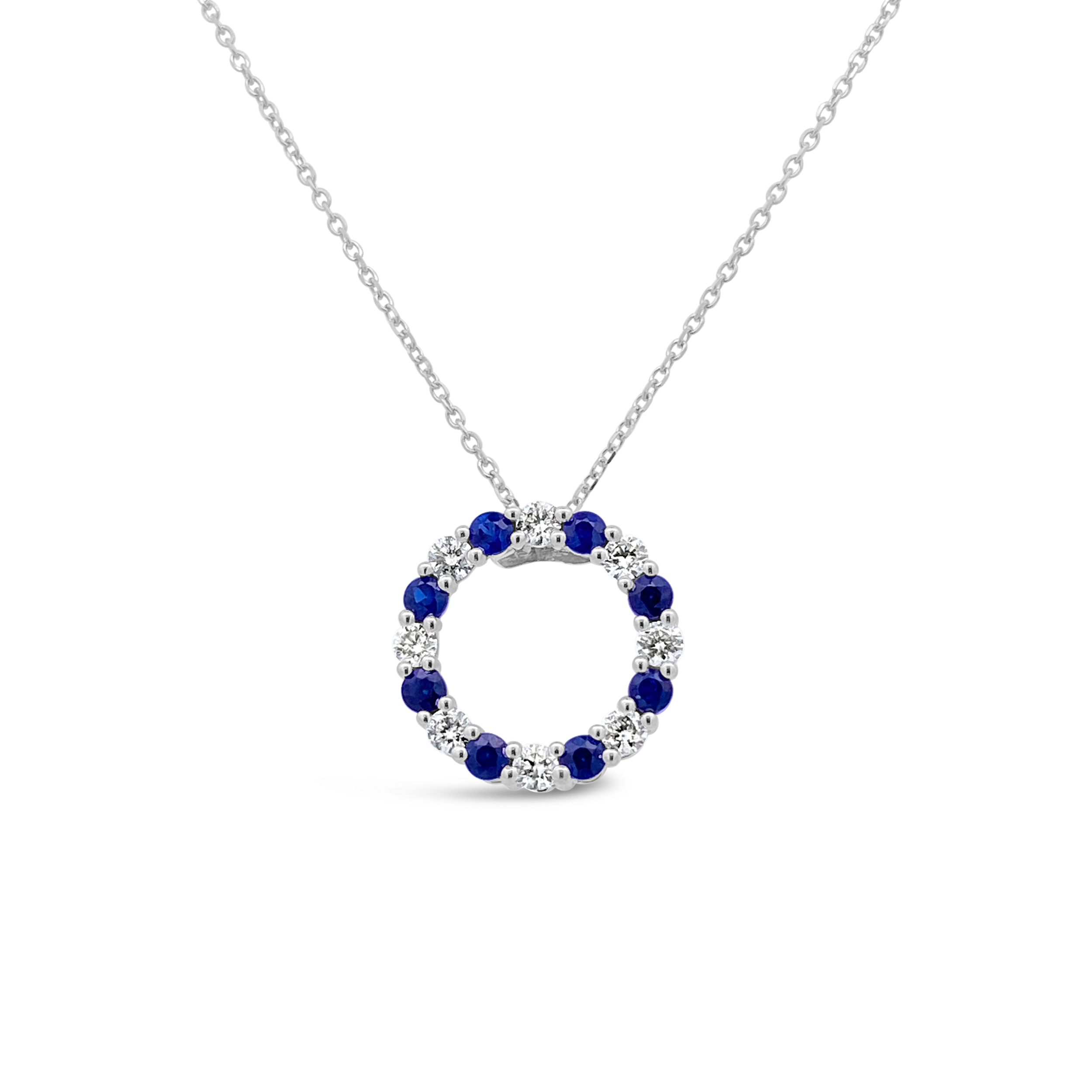 Irisa By Martin Binder Blue Sapphire & Diamond Open Circle Necklace