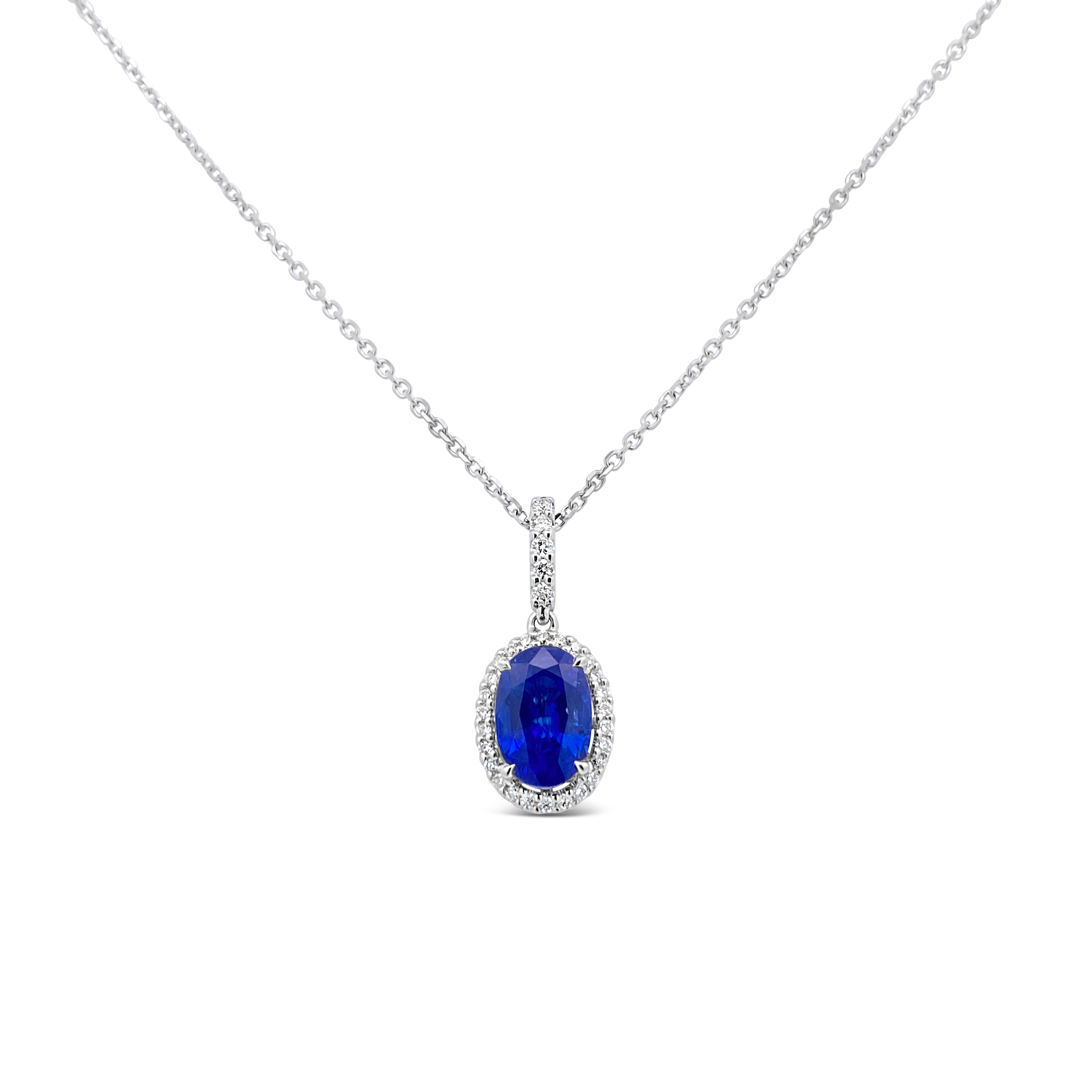 Irisa By Martin Binder Blue Sapphire & Diamond Halo Necklace