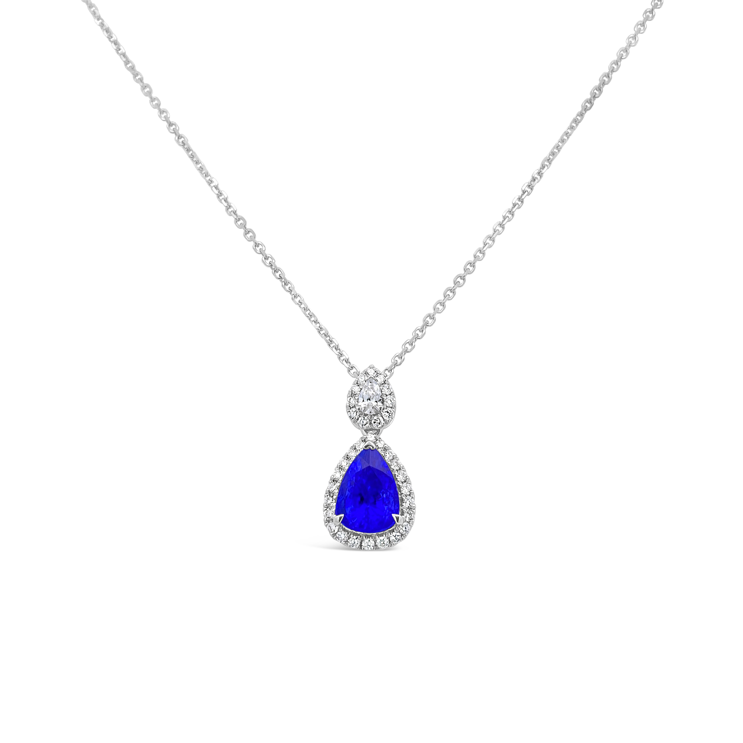 Irisa By Martin Binder Pear Blue Sapphire & Diamond Necklace